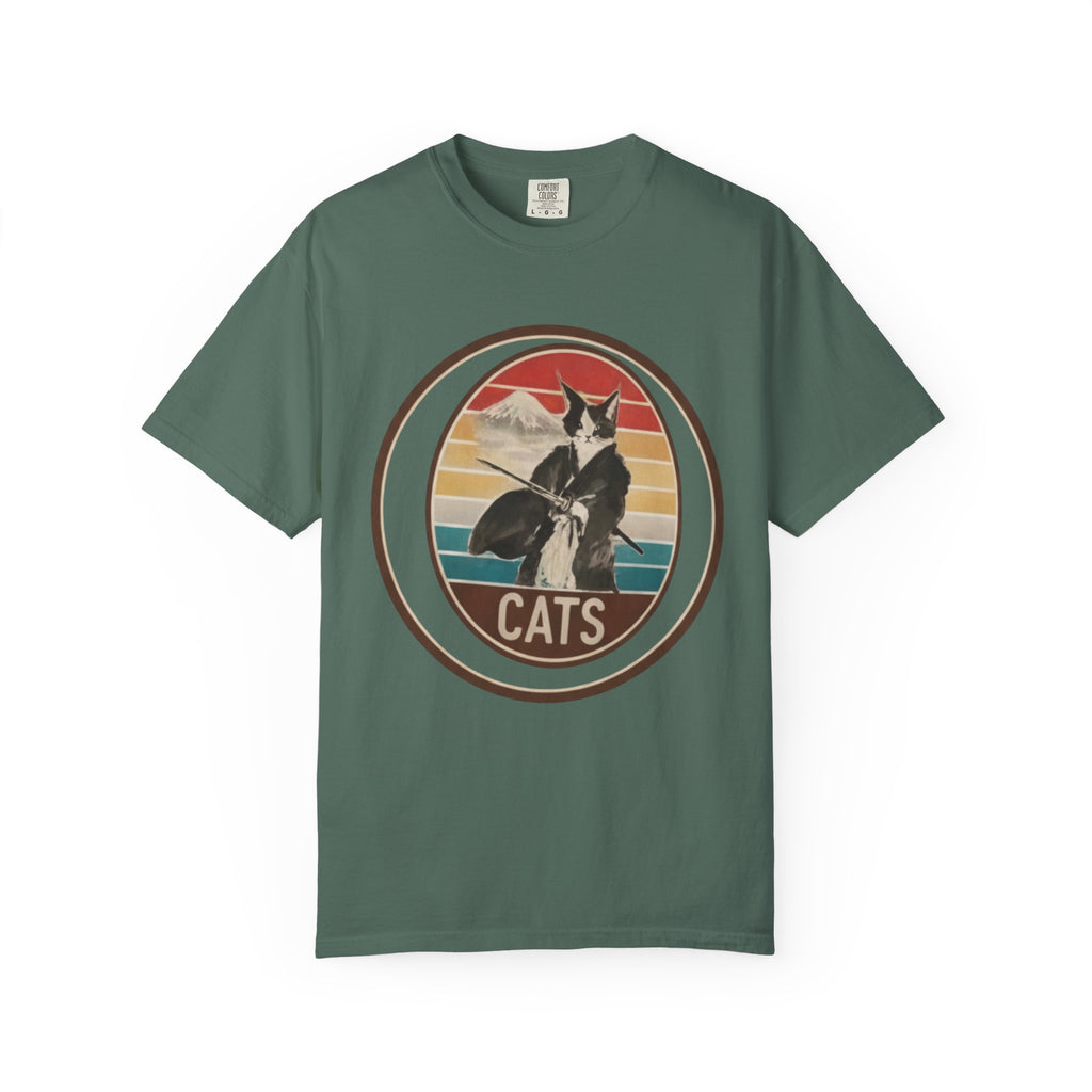 Retro Ninja Cats T-Shirt – Vintage Sunset Cat Graphic Tee