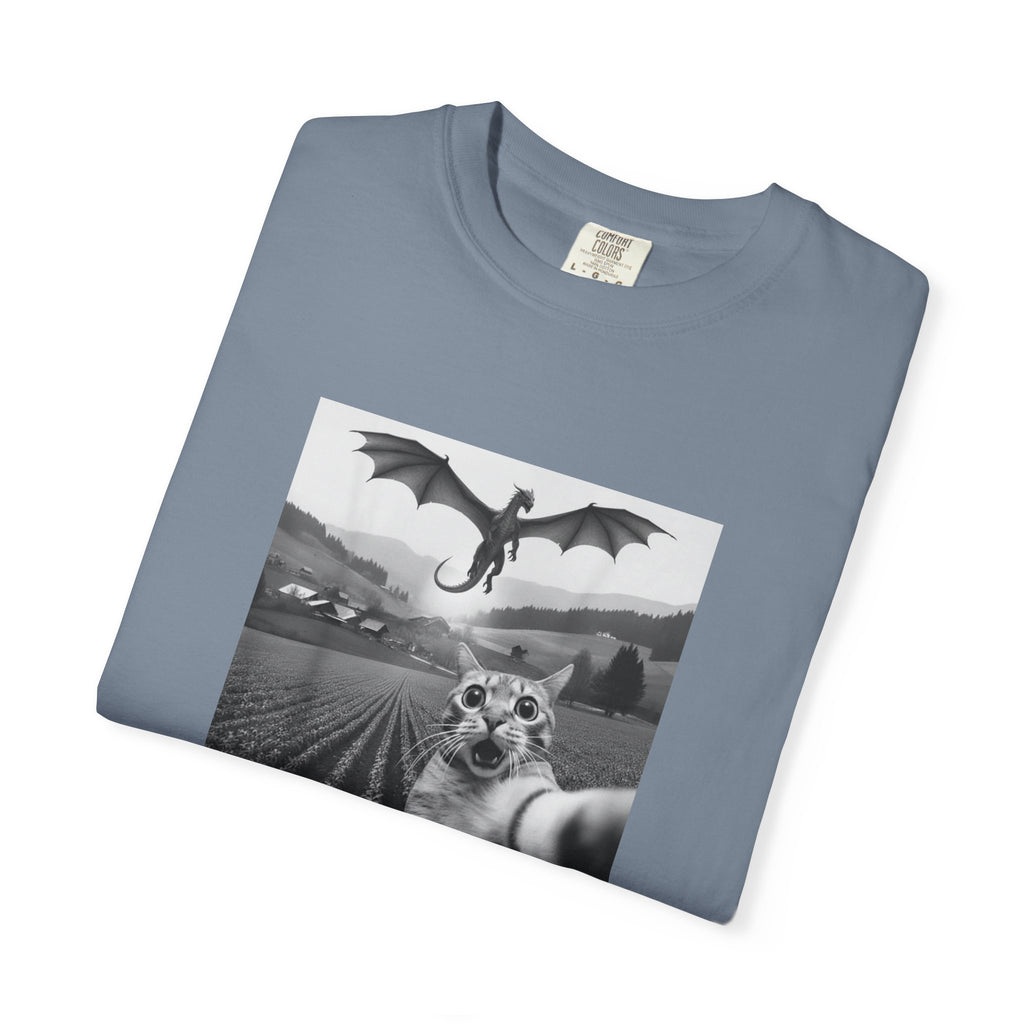 Dragon & Cat Selfie T-Shirt — Funny Cat Selfie Graphic Tee