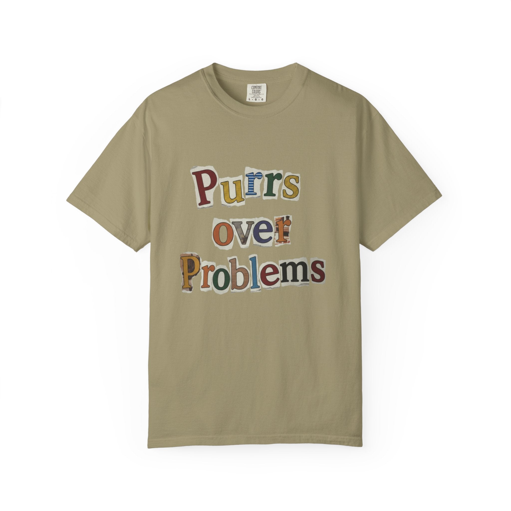 Purrs Over Problems T-Shirt — Cute Cat Quote Tee for Cat Lovers