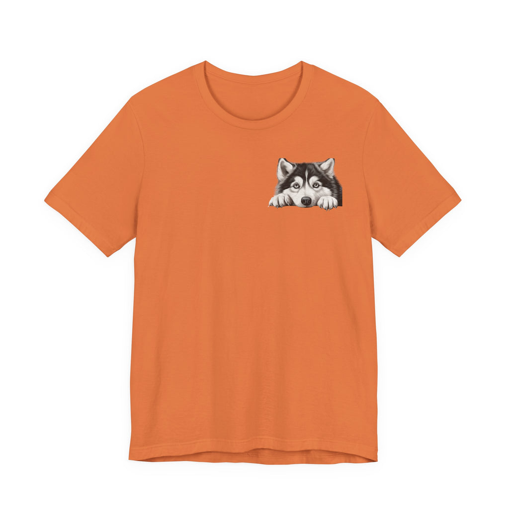 Husky Peekaboo Pocket Tee — Cute Siberian Husky Dog T-Shirt