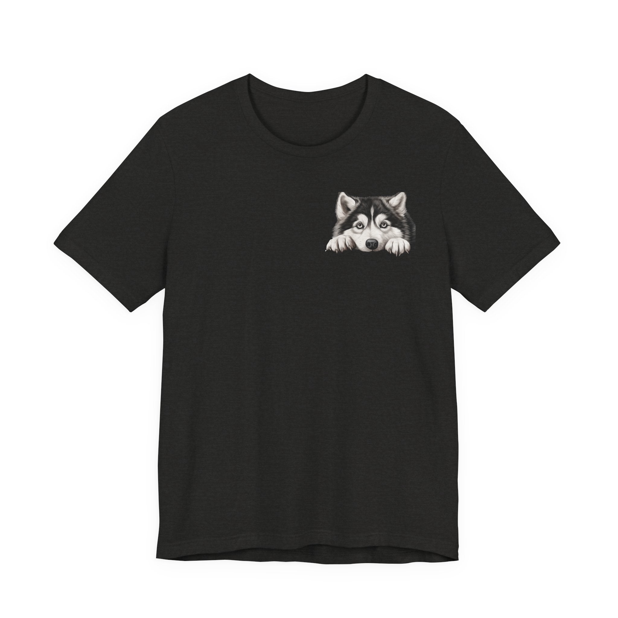Husky Peekaboo Pocket Tee — Cute Siberian Husky Dog T-Shirt