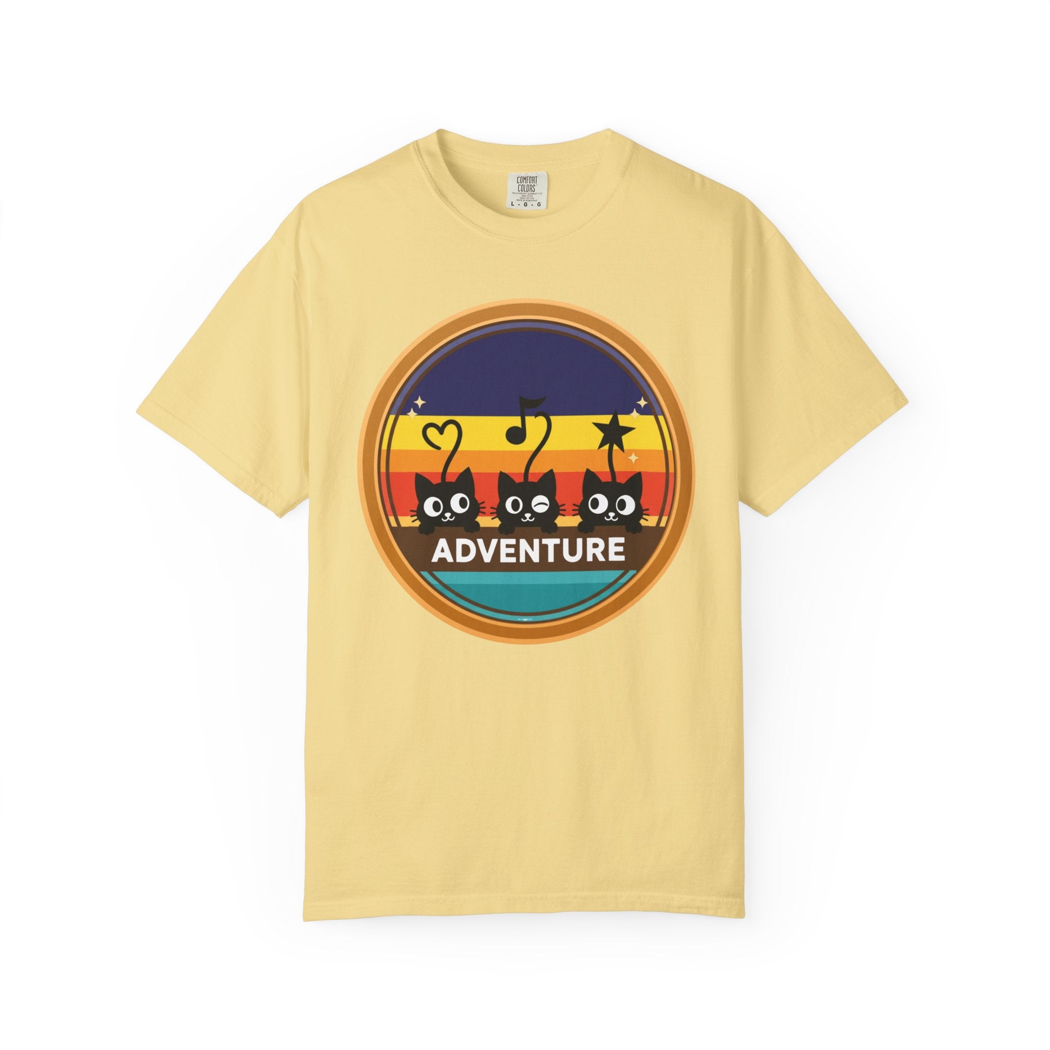 Adventure Cats T-Shirt — Retro Stripe Cat Trio Tee