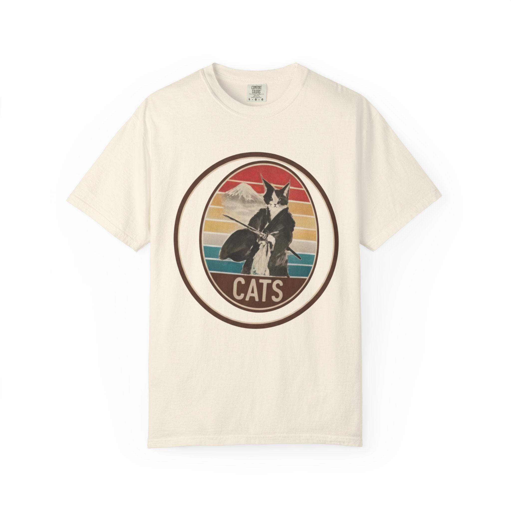 Retro Ninja Cats T-Shirt – Vintage Sunset Cat Graphic Tee