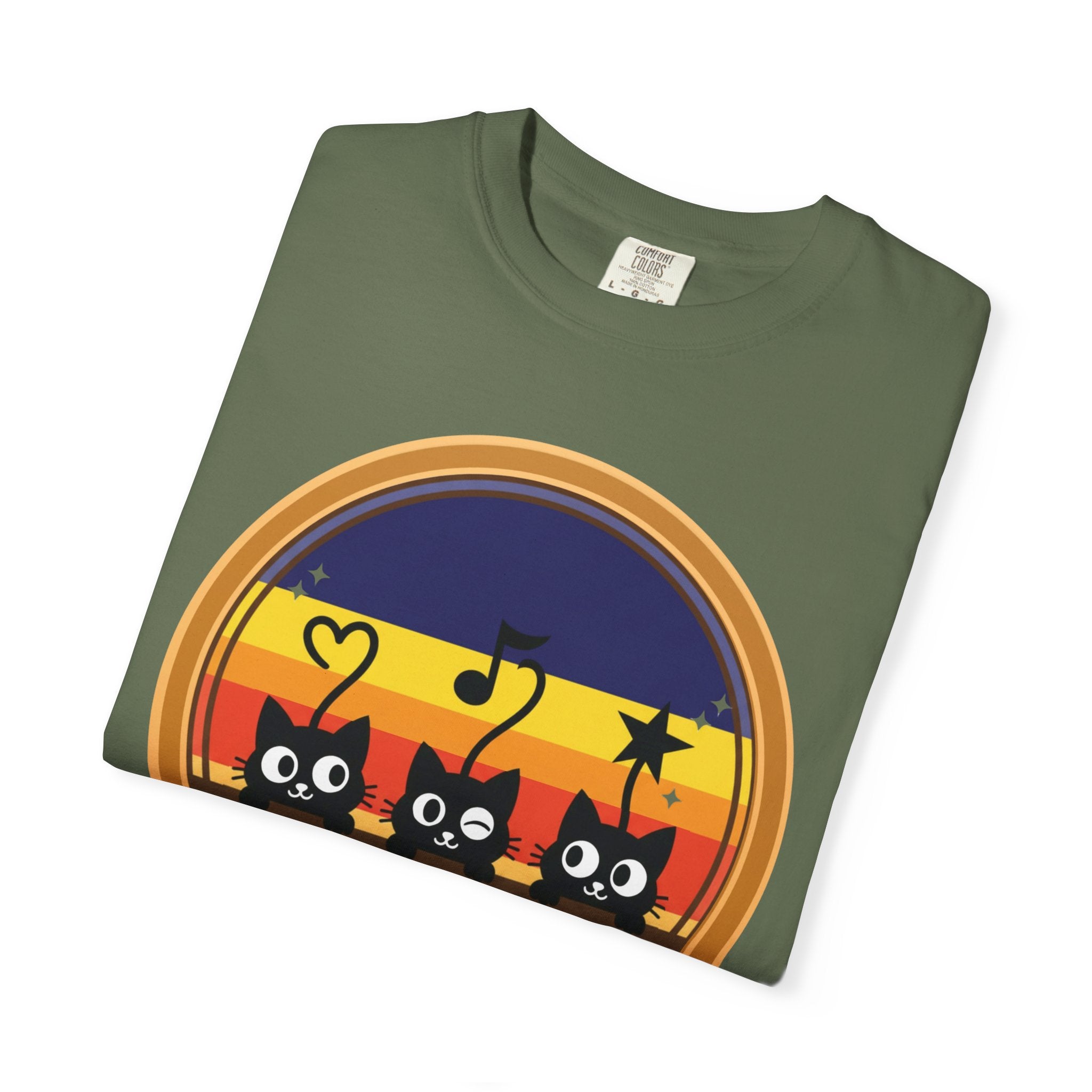 Adventure Cats T-Shirt — Retro Stripe Cat Trio Tee