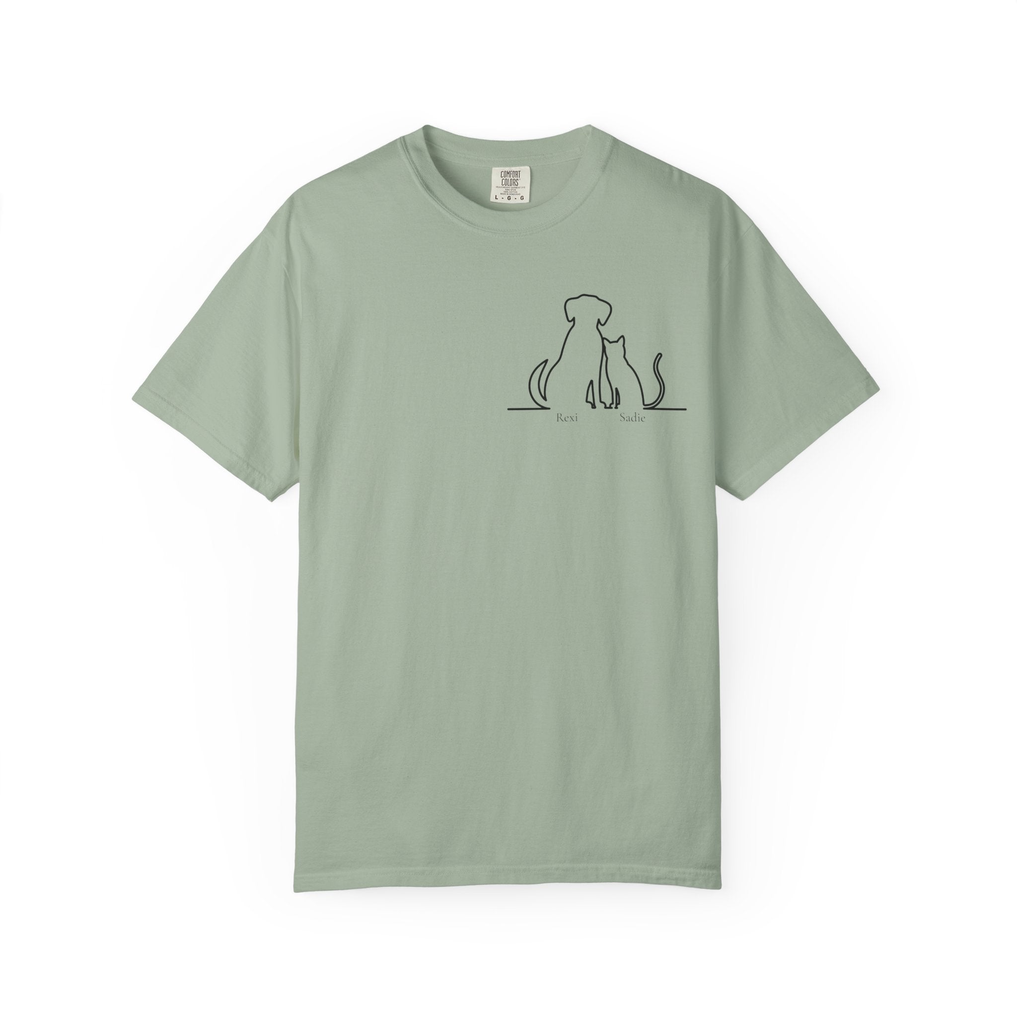 Dog & Cat Sunset**  Line Drawing T-Shirt — Minimalist Pet Lovers Tee