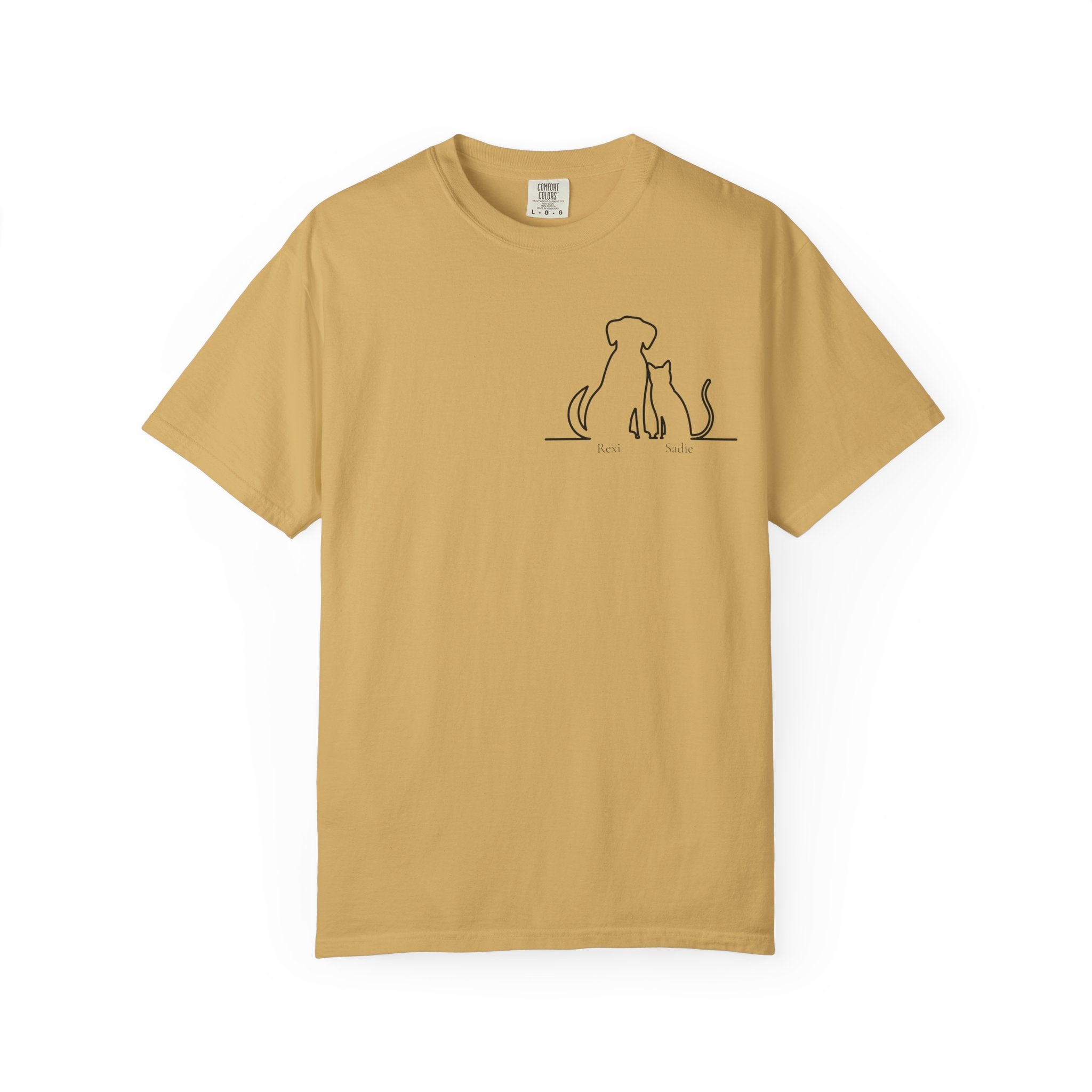 Dog & Cat Sunset**  Line Drawing T-Shirt — Minimalist Pet Lovers Tee
