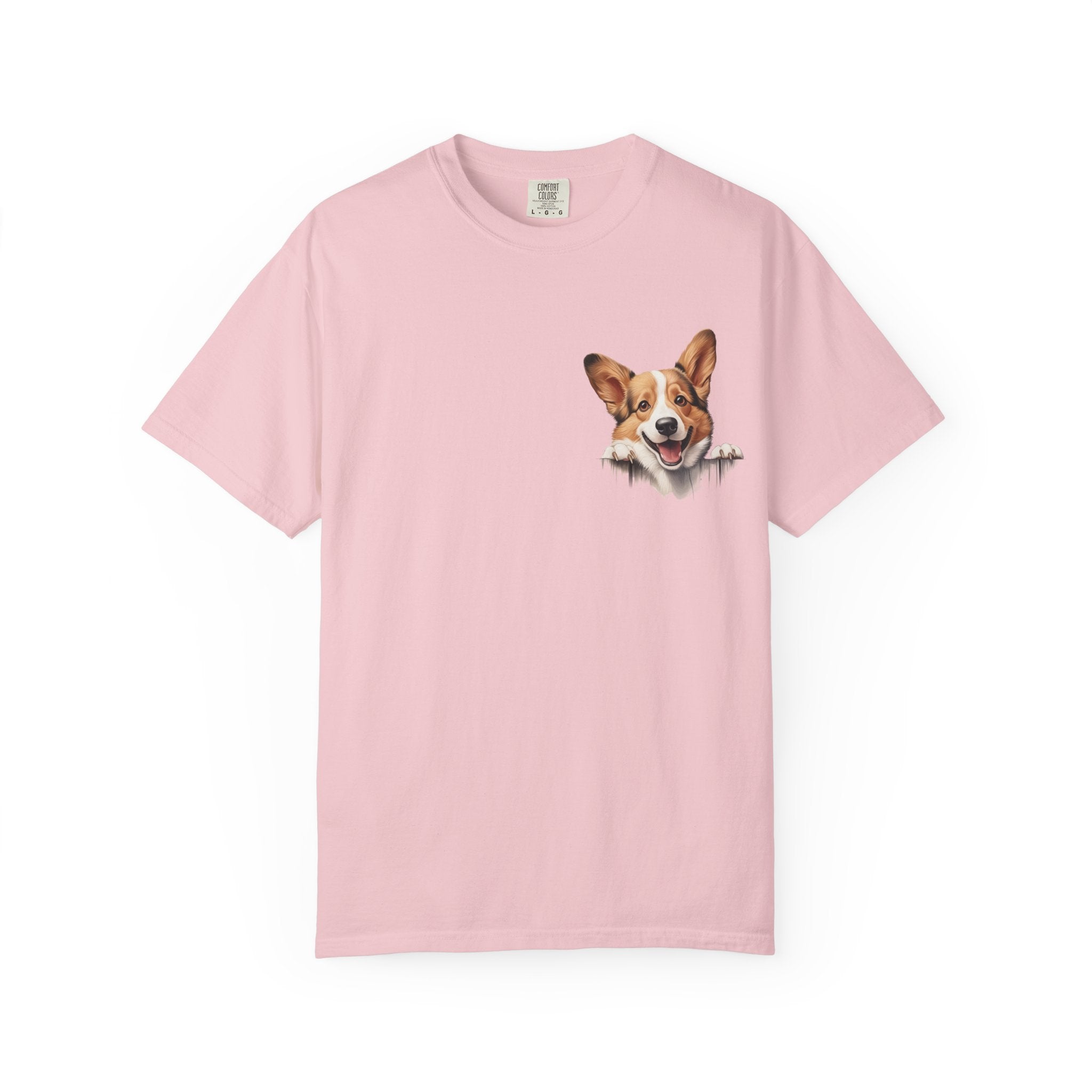 Corgi Peek Pocket T‑Shirt — Cute Dog Face Tee for Pet Lovers