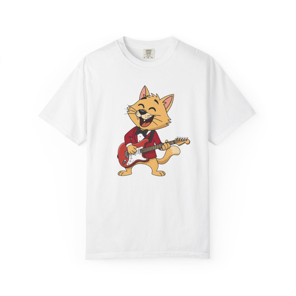 Cat Rocker T-Shirt – Cute Guitar-Playing Cat Graphic Tee Retro Cat Rock