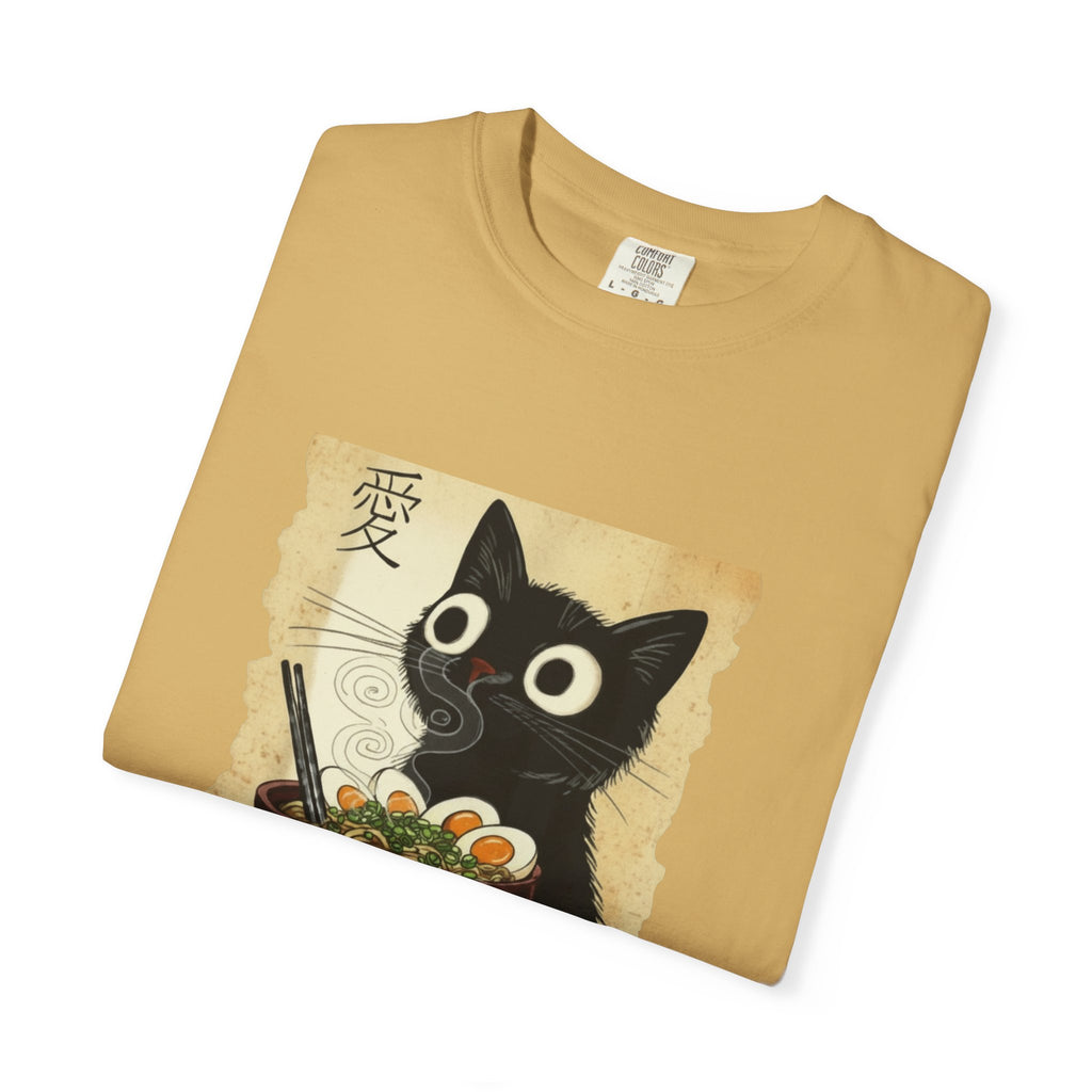Black Cat Ramen T-Shirt — Cute Japanese Neko Love Graphic Tee