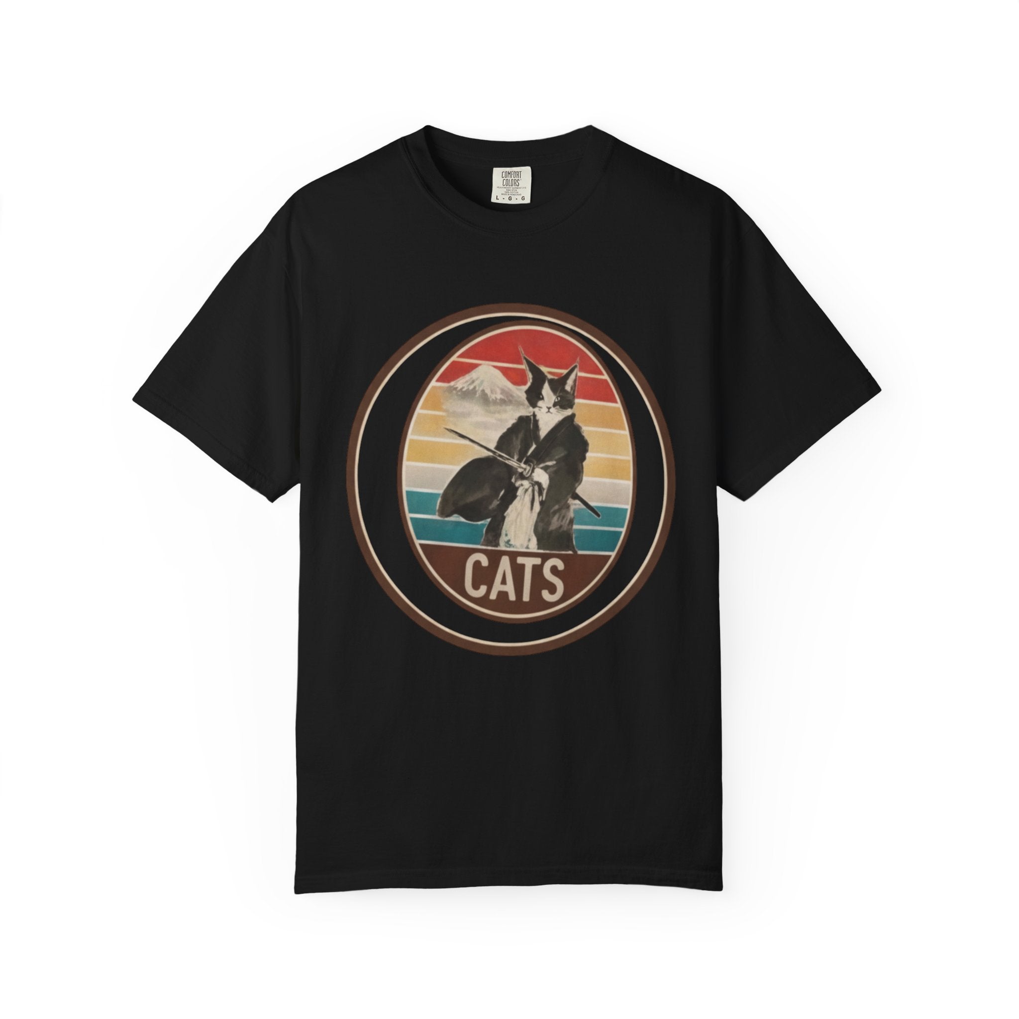 Retro Ninja Cats T-Shirt – Vintage Sunset Cat Graphic Tee