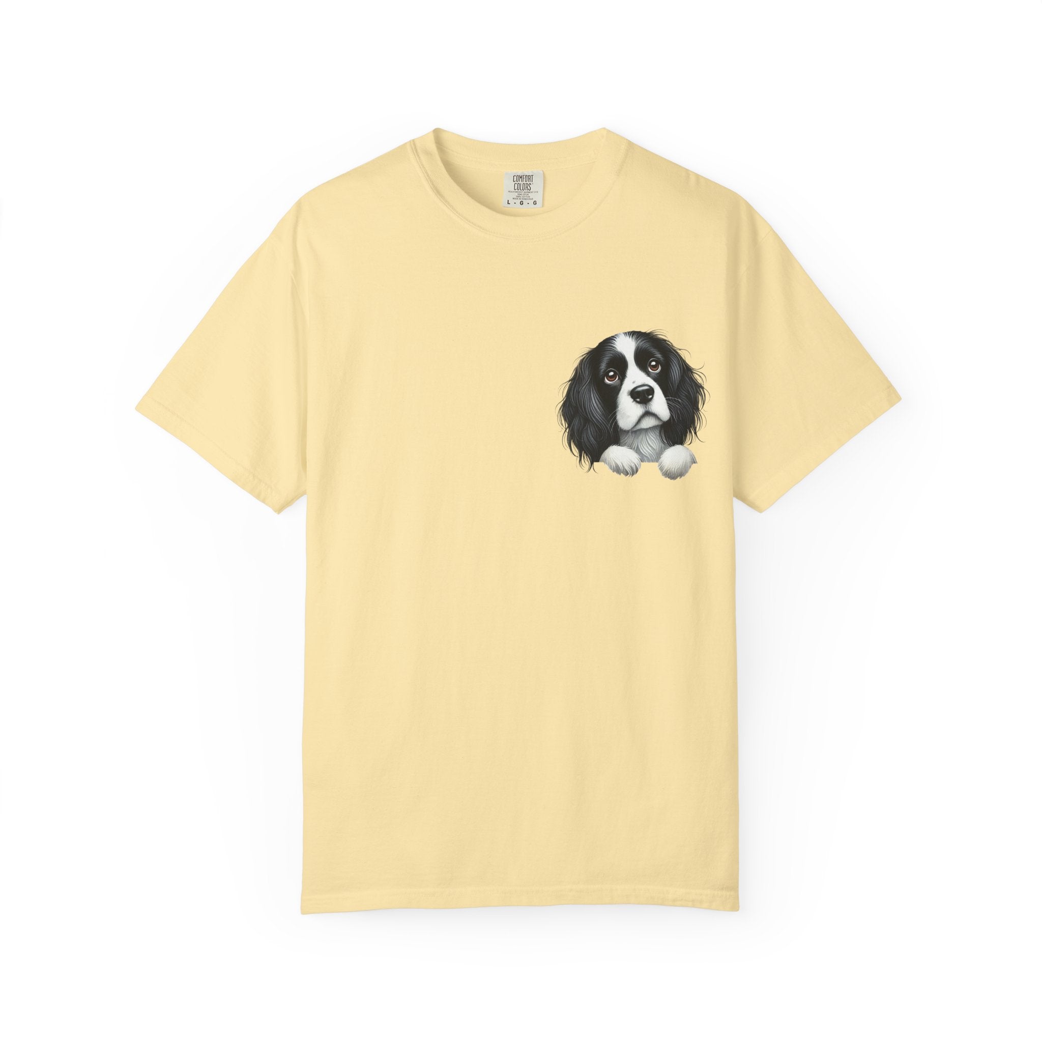 Peek-a-Border Spaniel T-Shirt — Cute Dog Face Tee for Dog Lovers