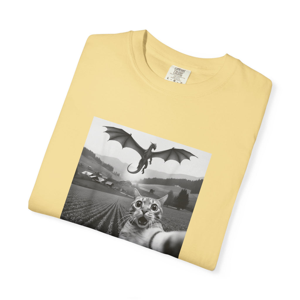 Dragon & Cat Selfie T-Shirt — Funny Cat Selfie Graphic Tee
