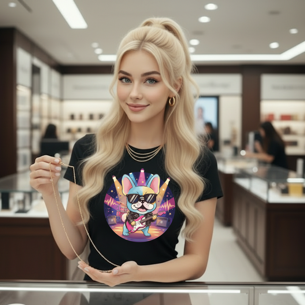 Rockstar French Bulldog T-Shirt — Cute Guitar Pup Band Tee