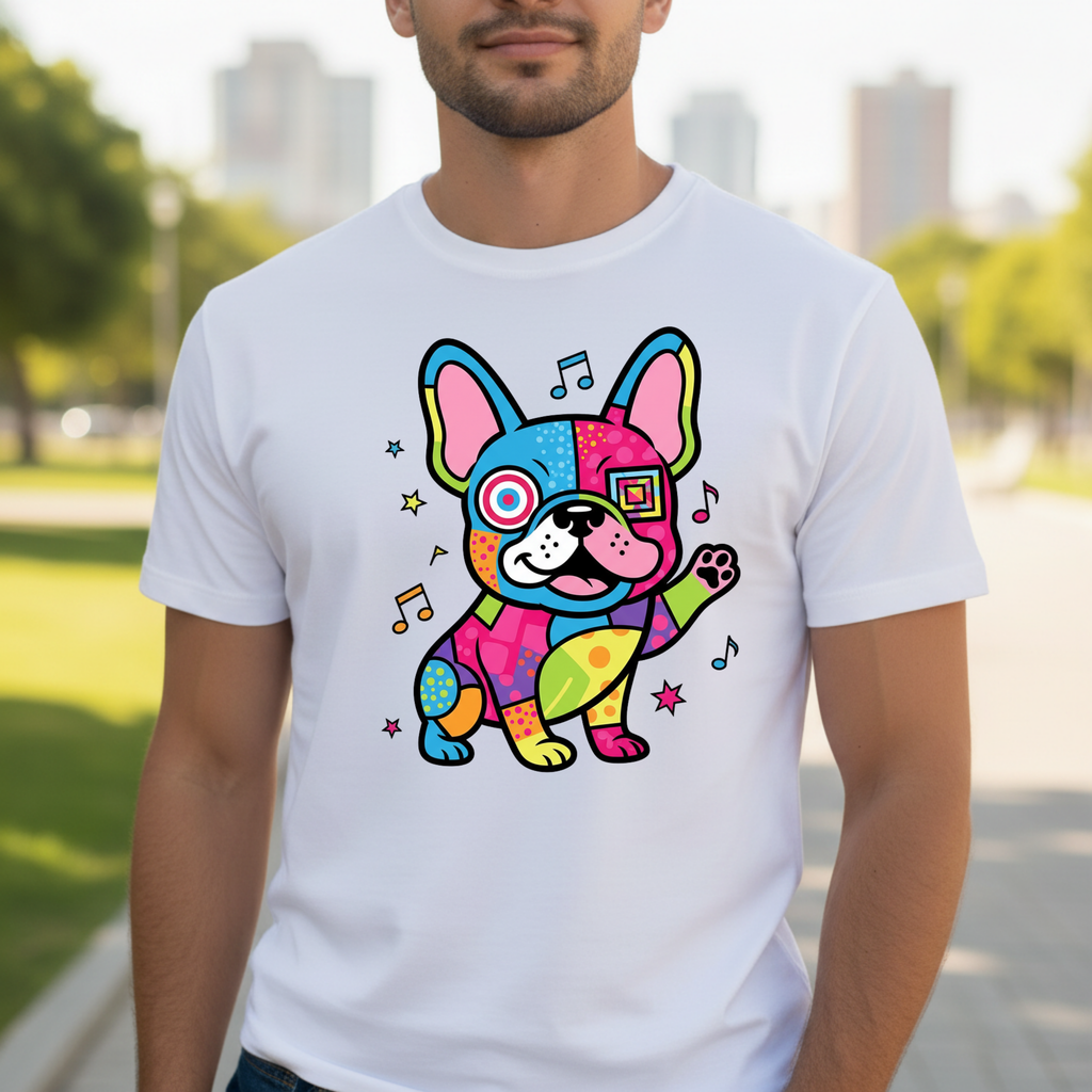 French Bulldog Pop Art T-Shirt — Colorful Cute Dog Graphic Tee