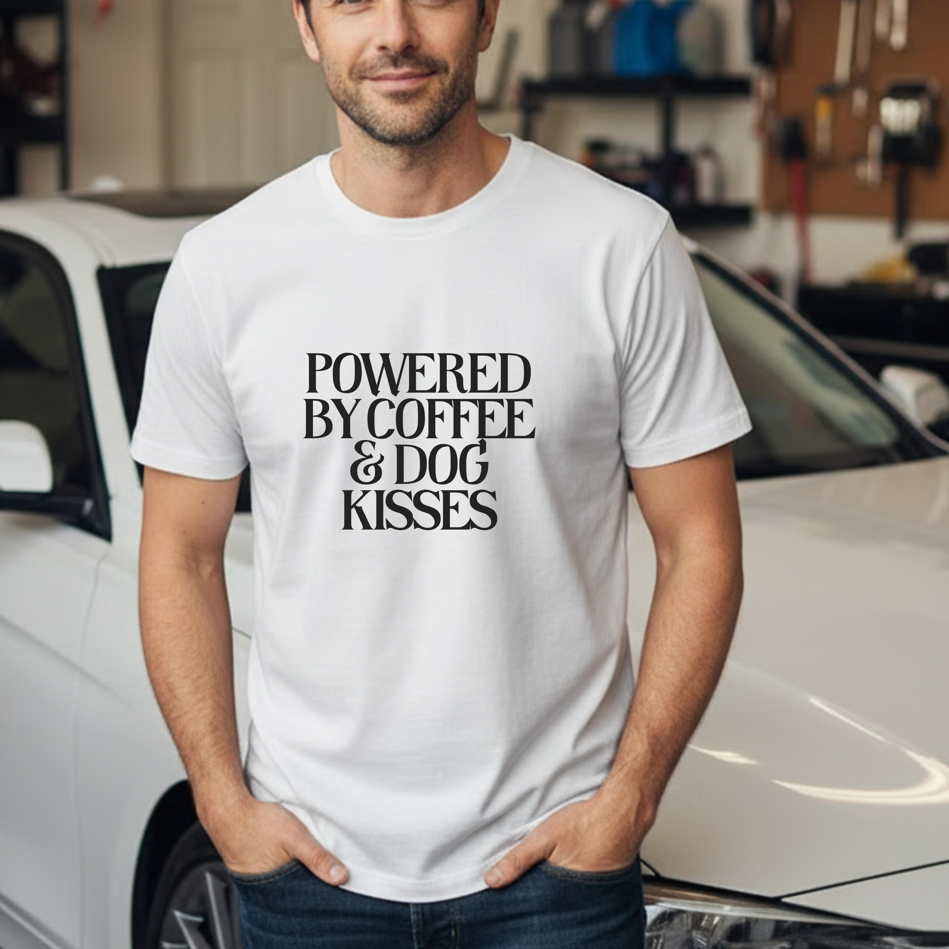 Powered by Coffee & Dog Kisses Graphic Tee