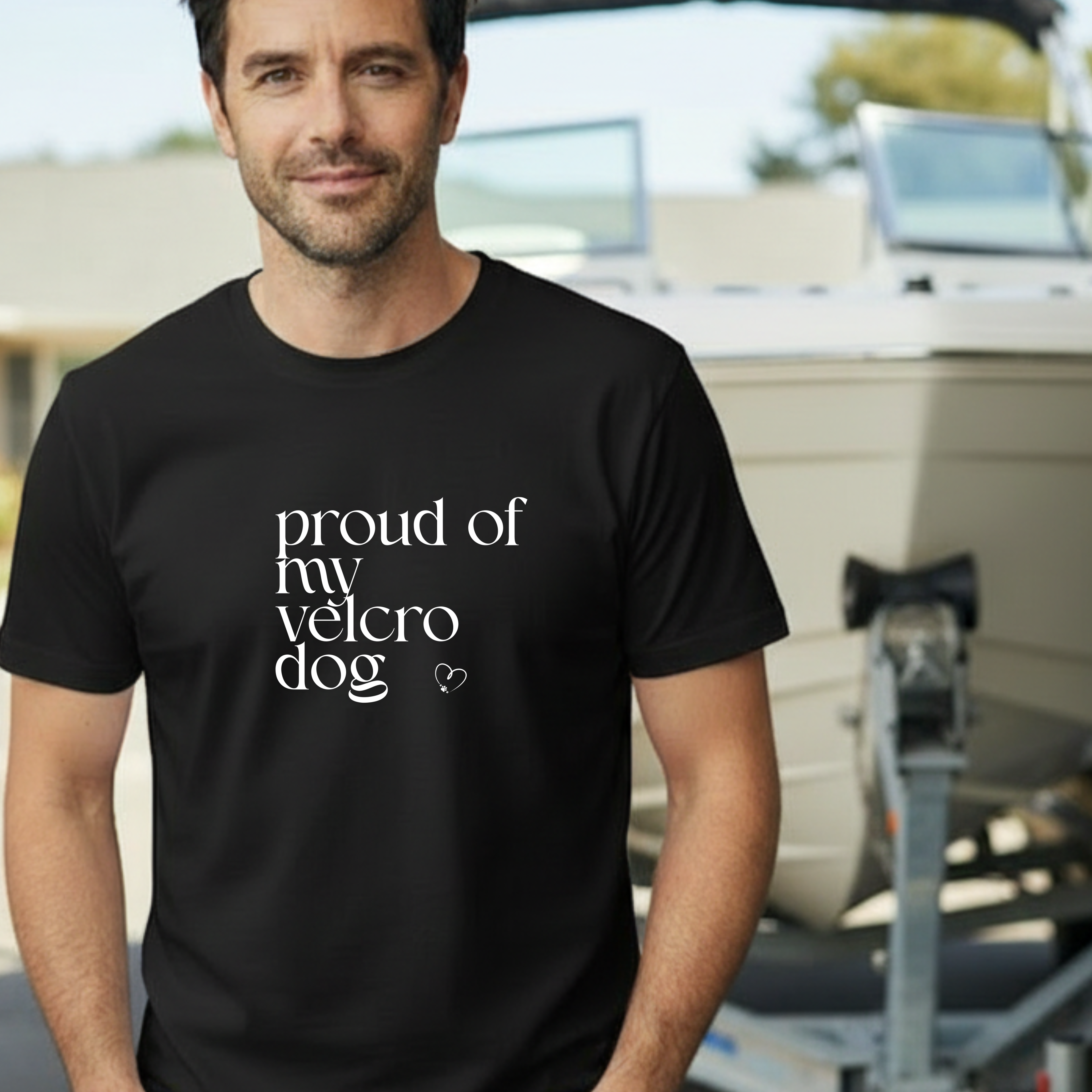 Proud of My Velcro Dog T-Shirt — Vintage Olive Casual Tee for Dog Lovers