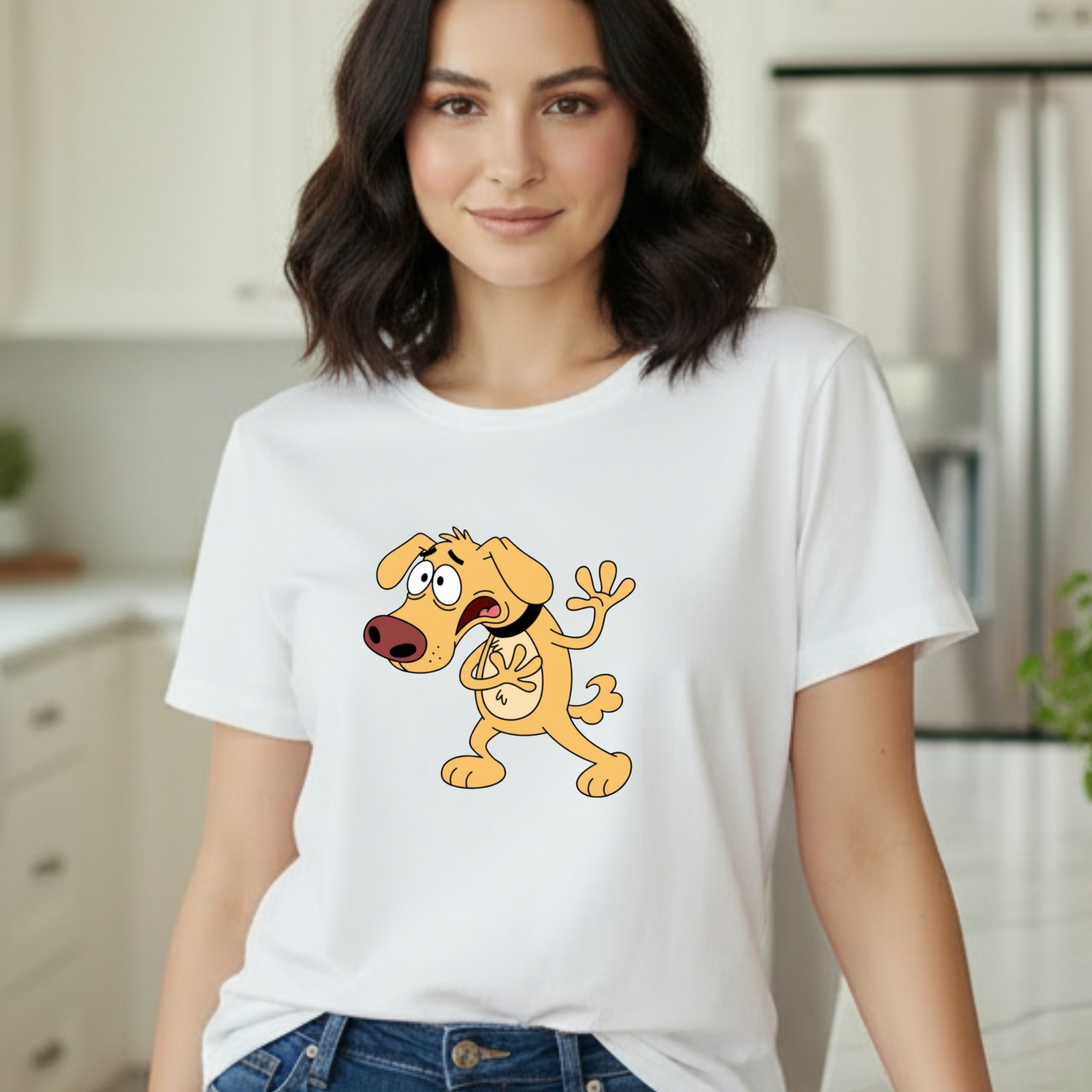 Cartoon Shocked Dog T-Shirt — Funny Animated Pup Graphic Tee