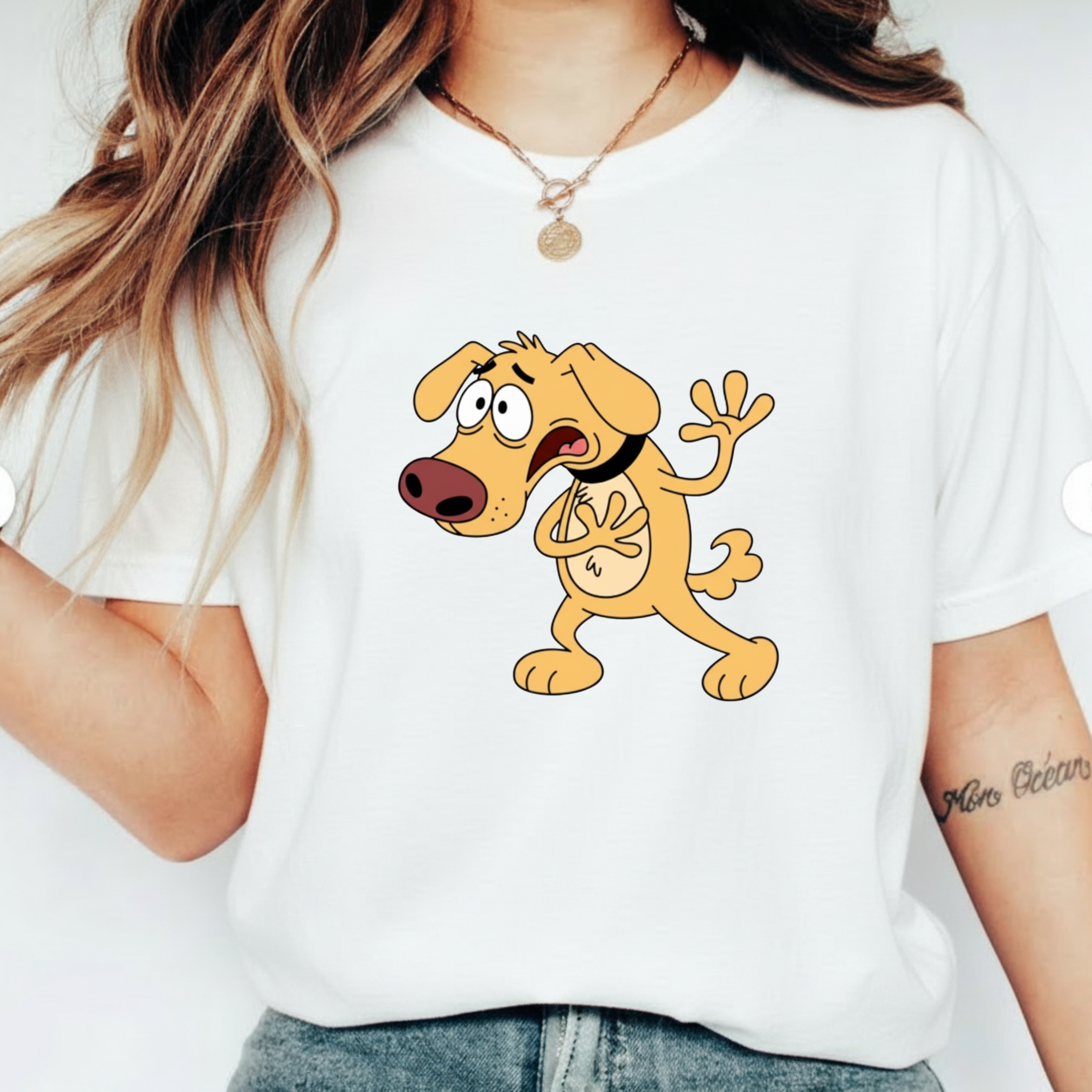 Cartoon Shocked Dog T-Shirt — Funny Animated Pup Graphic Tee