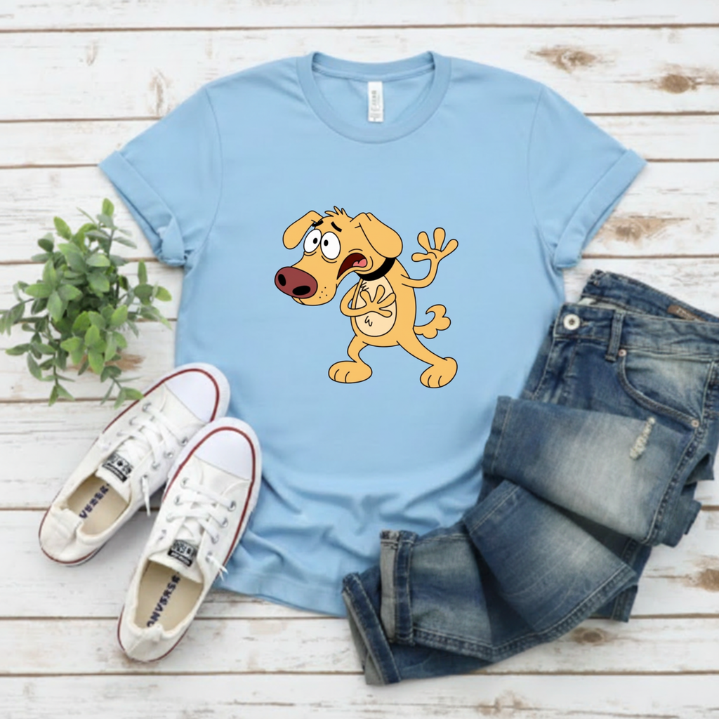 Cartoon Shocked Dog T-Shirt — Funny Animated Pup Graphic Tee