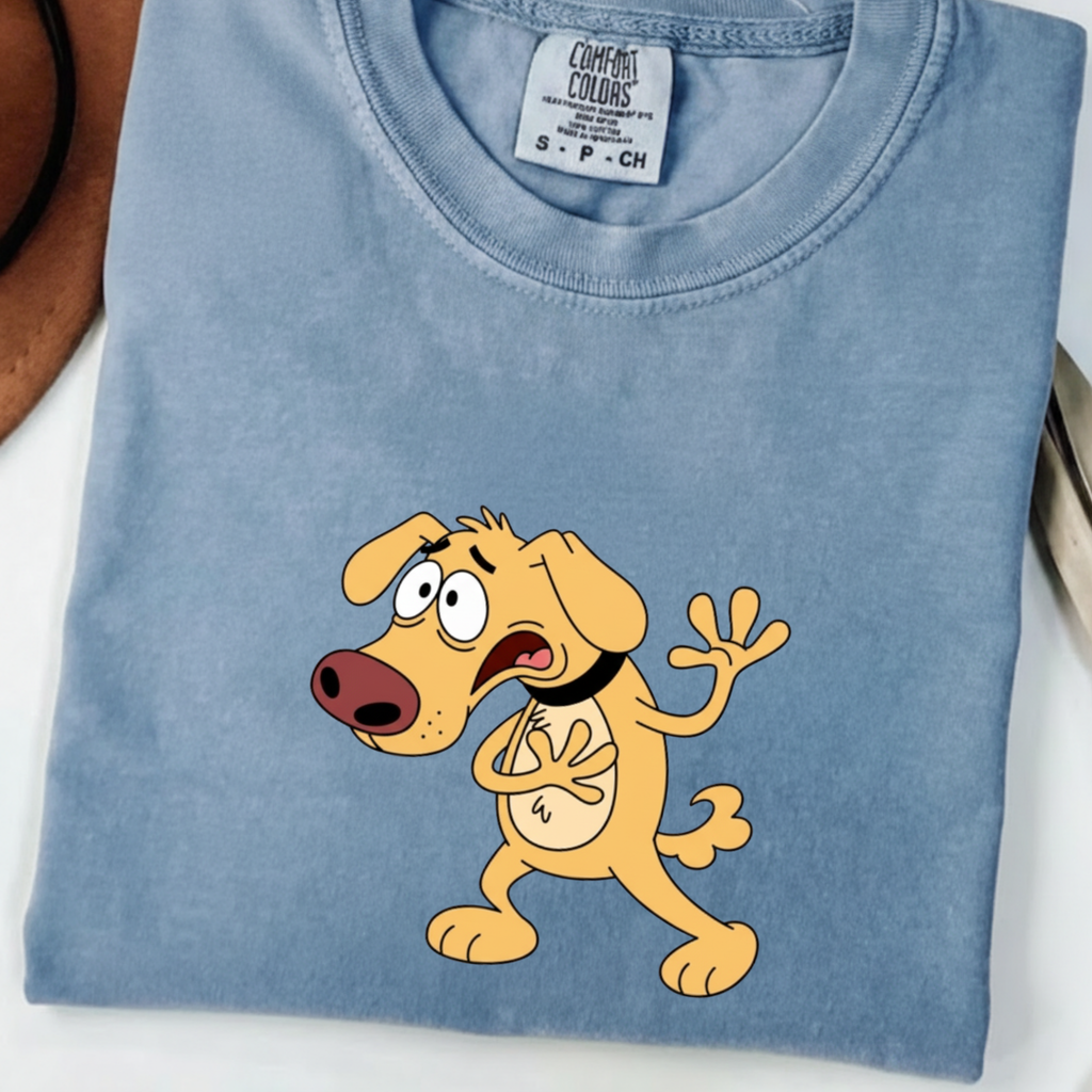 Cartoon Shocked Dog T-Shirt — Funny Animated Pup Graphic Tee