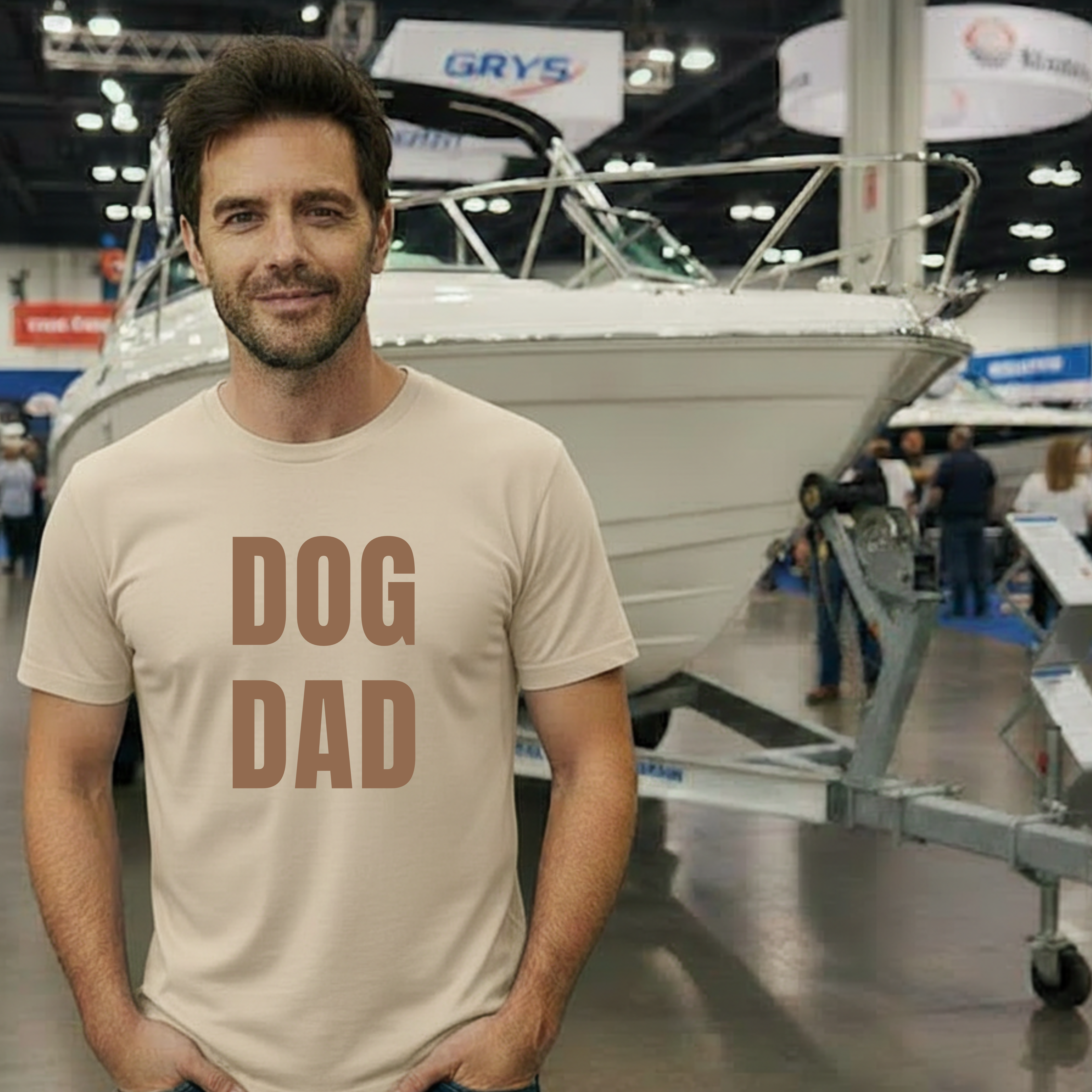Dog Dad T‑Shirt — Bold Brown Text Pet Lover Tee