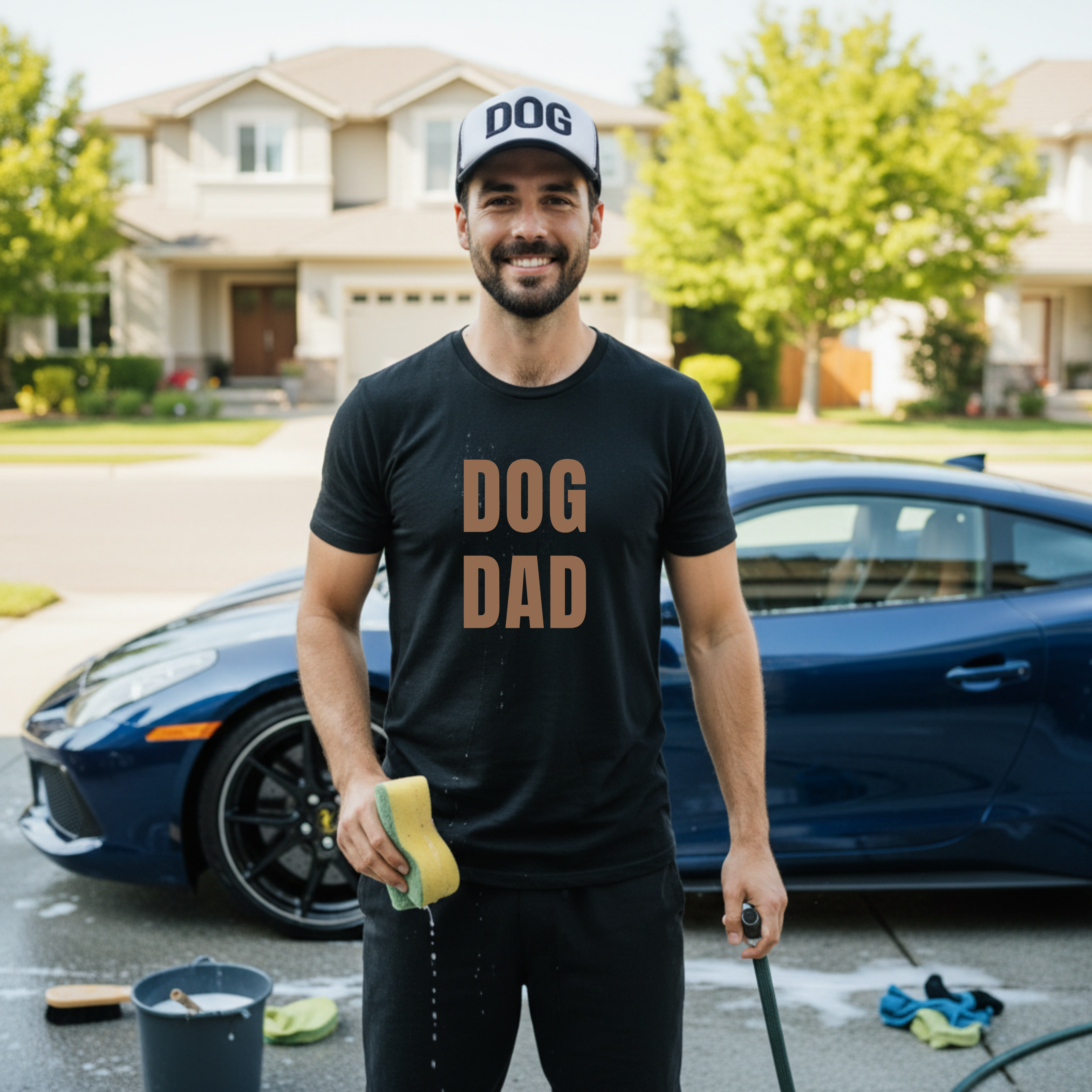 Dog Dad T‑Shirt — Bold Brown Text Pet Lover Tee