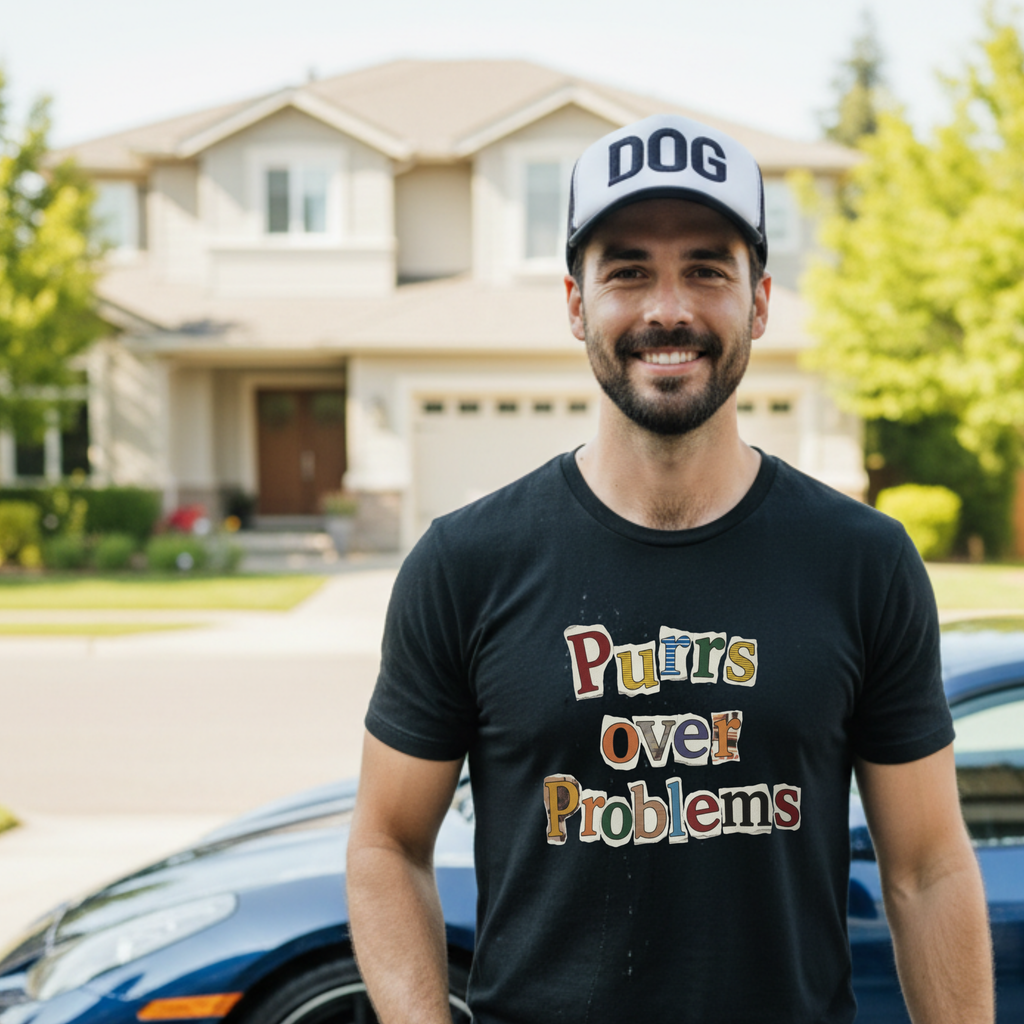 Purrs Over Problems T-Shirt — Cute Cat Quote Tee for Cat Lovers