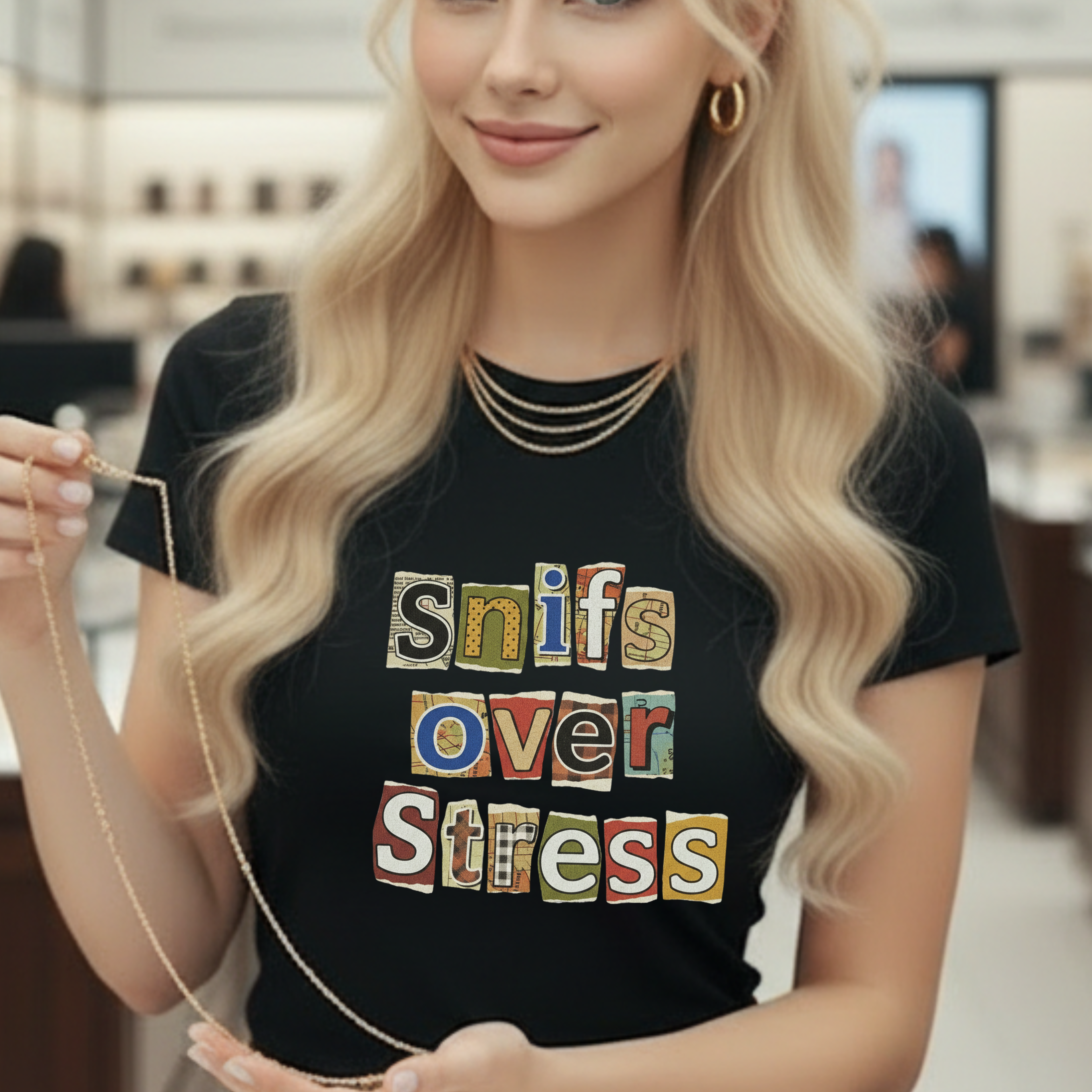 Sniffs Over Stress - Graphic  Dog Tee (Relaxed, Playful Self-Care Vibe)