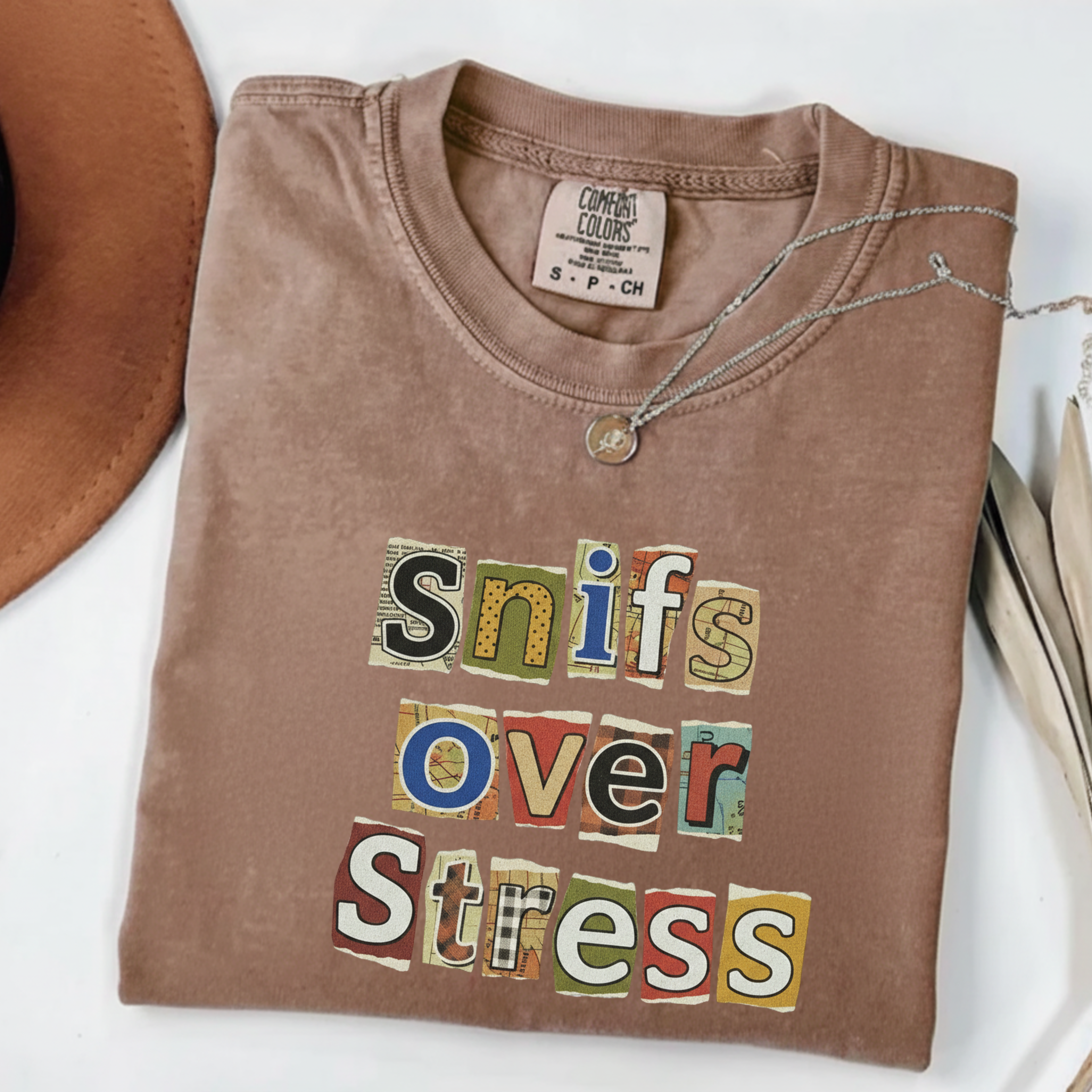 Sniffs Over Stress - Graphic  Dog Tee (Relaxed, Playful Self-Care Vibe)