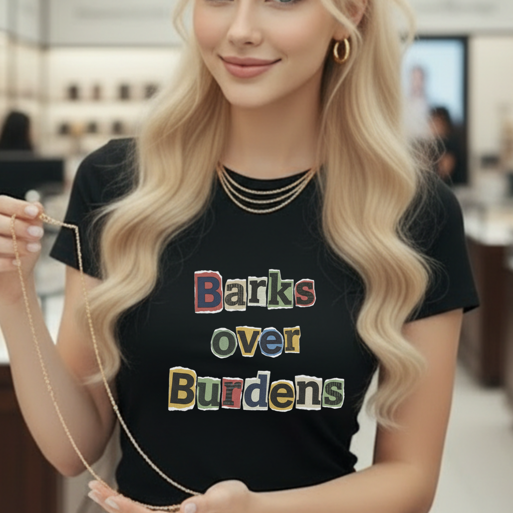 T-Shirt — "Barks Over Burdens" Graphic Tee for Dog Lovers Retro Design for Dogs
