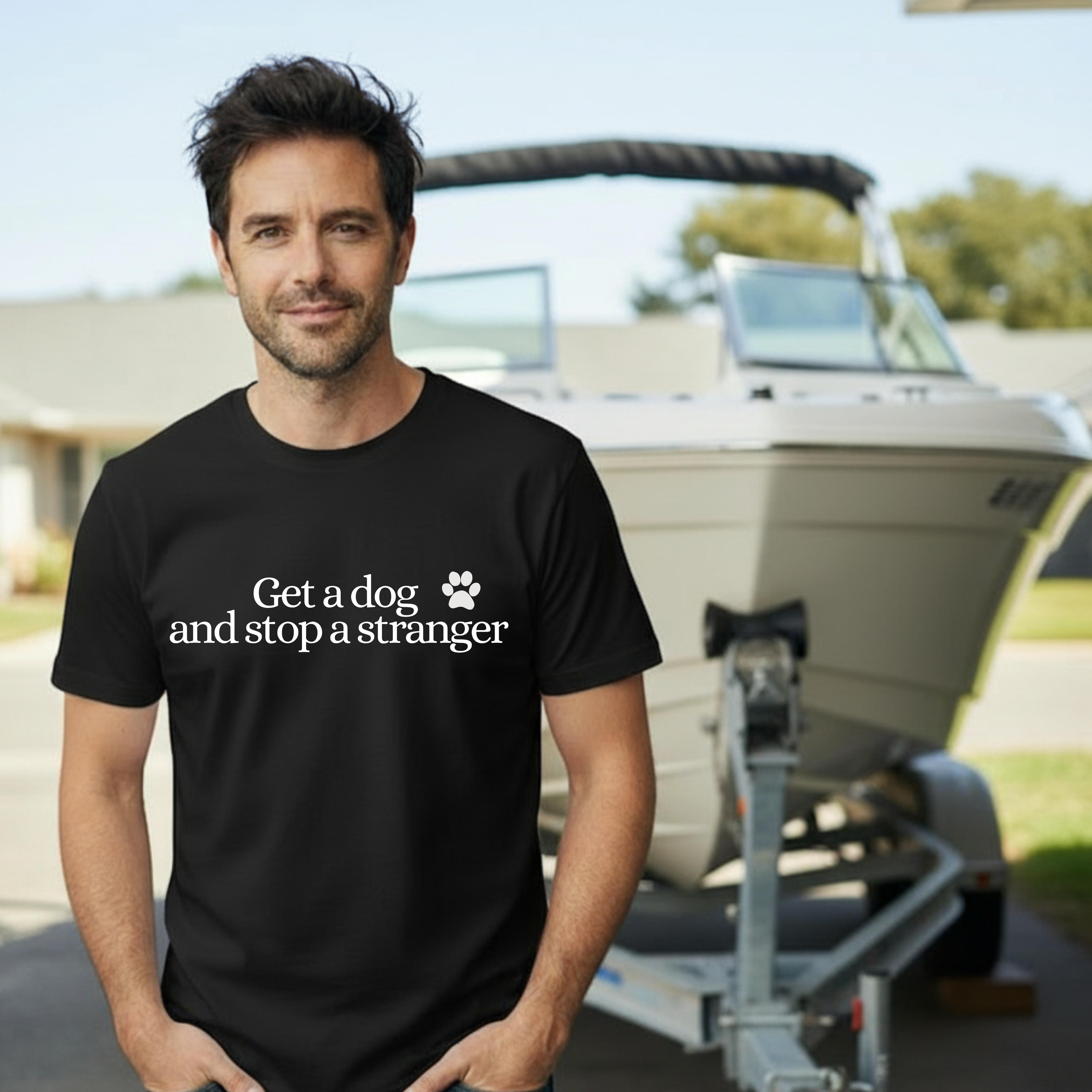 Get a Dog and Stop a Stranger T-Shirt — Funny Dog Lover Tee