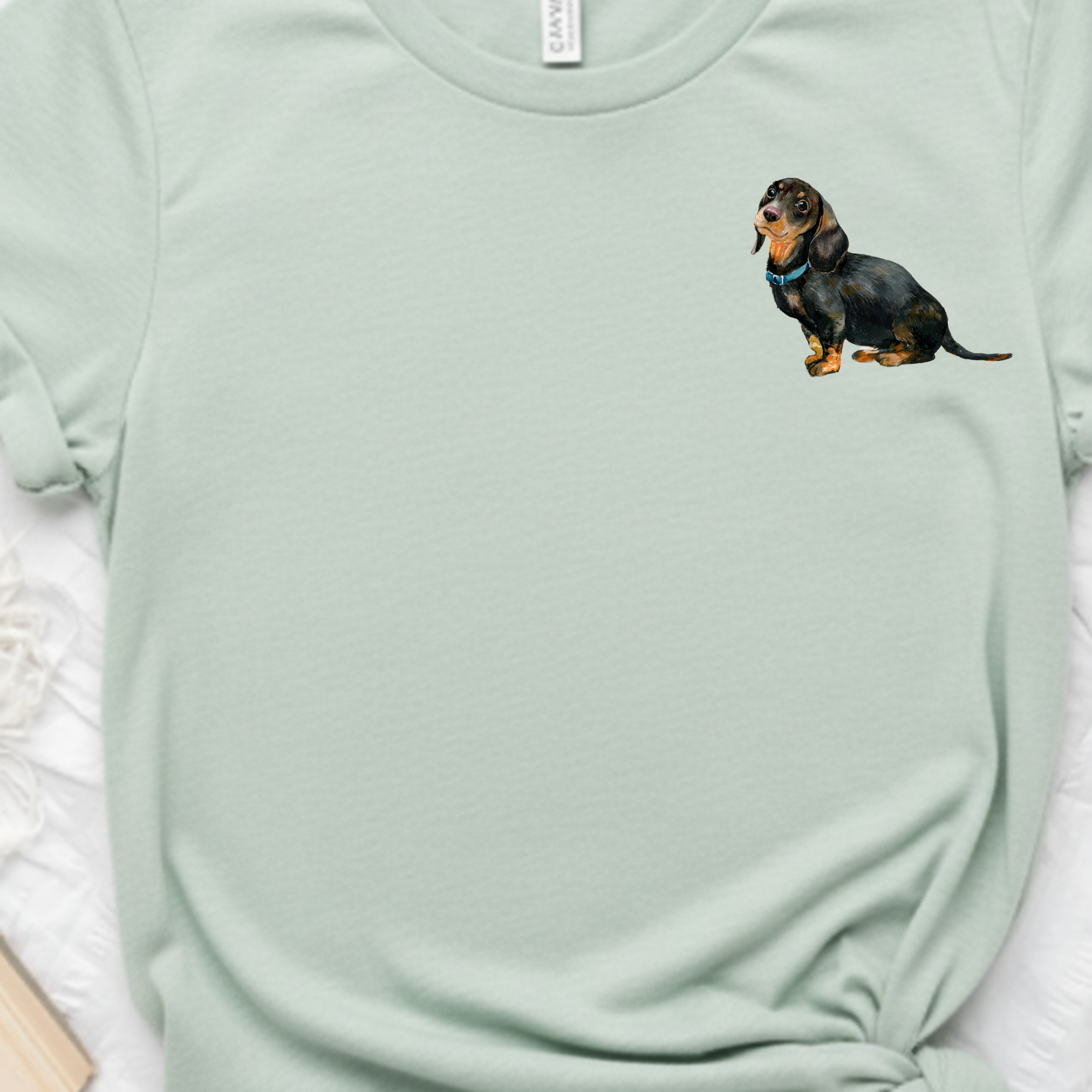 Cute Dachshund Tee – Unisex White Cotton Dog Lover Shirt, Perfect Casual Everyday Top and Pet Owner Gift for Dog Moms, Dog Dads, and Small Dog Lovers