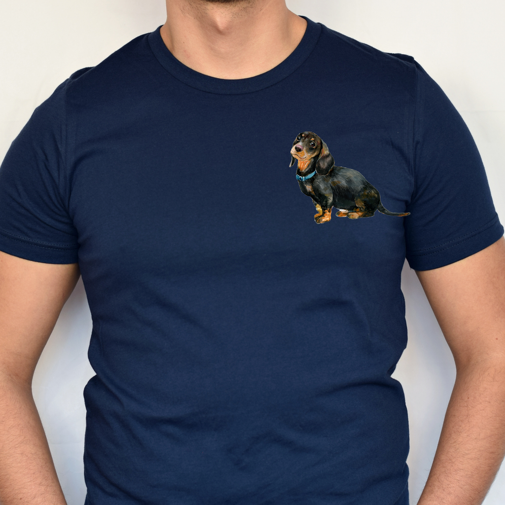 Cute Dachshund Tee – Unisex White Cotton Dog Lover Shirt, Perfect Casual Everyday Top and Pet Owner Gift for Dog Moms, Dog Dads, and Small Dog Lovers