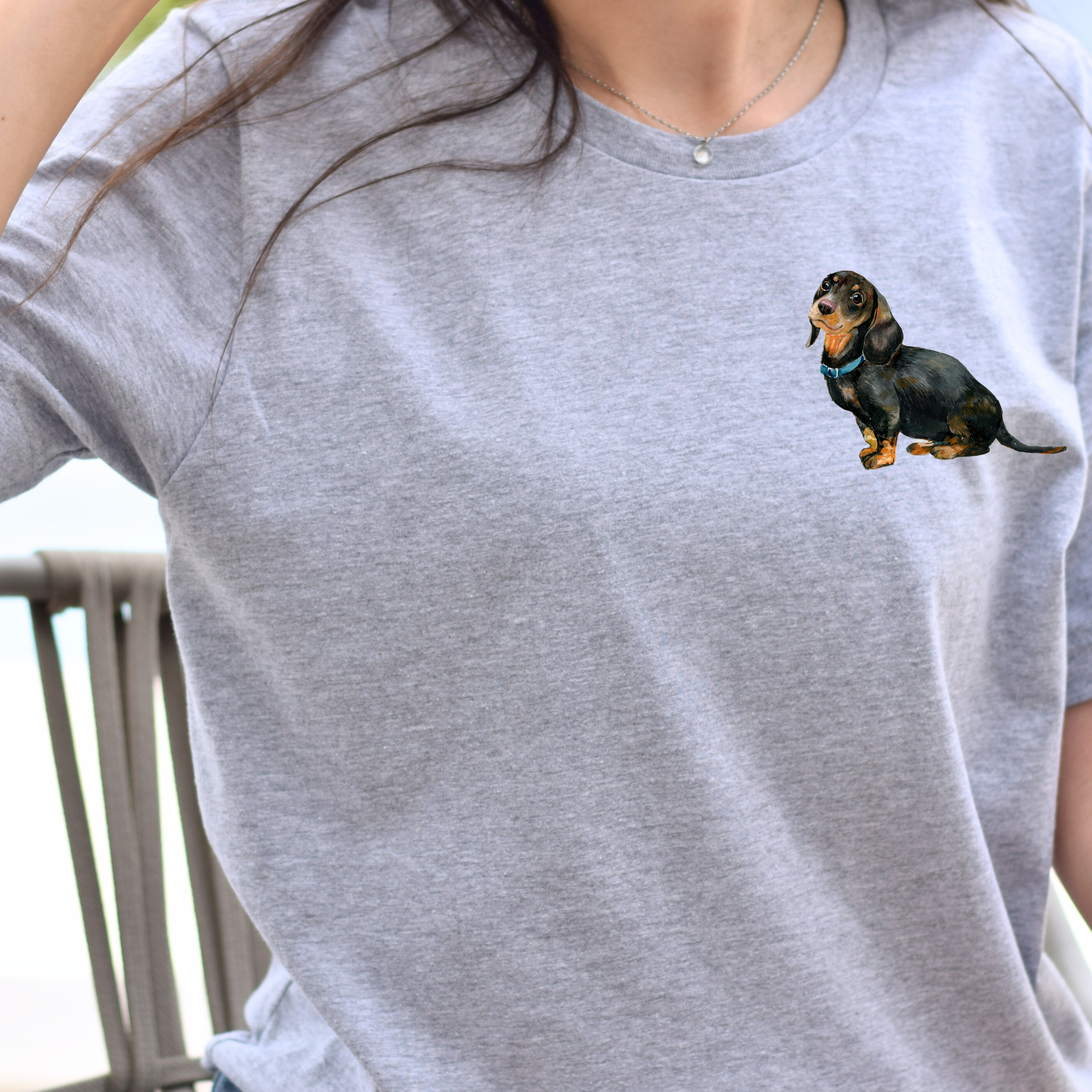 Cute Dachshund Tee – Unisex White Cotton Dog Lover Shirt, Perfect Casual Everyday Top and Pet Owner Gift for Dog Moms, Dog Dads, and Small Dog Lovers