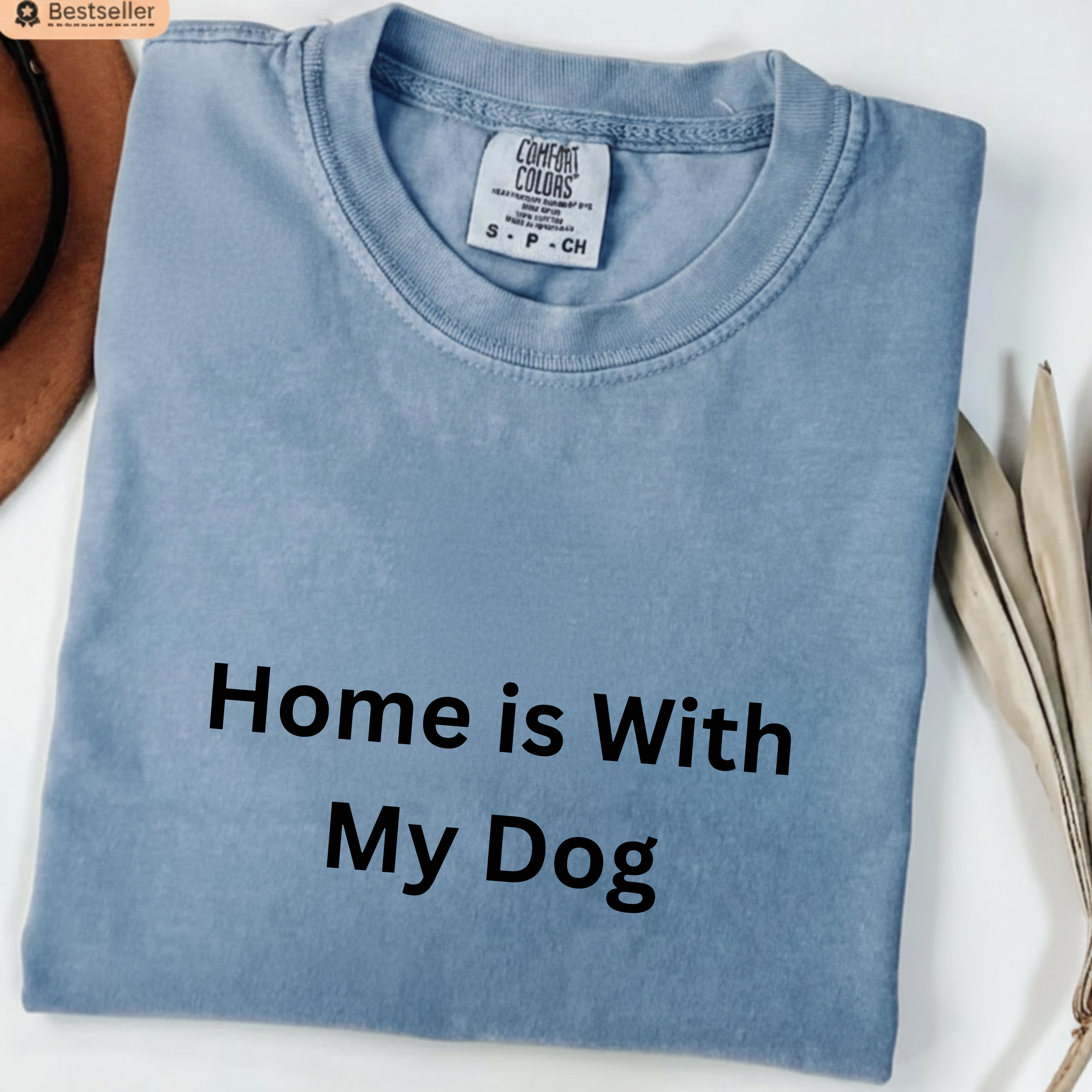 Home is With My Dog Is Home is Where My Dog Is: Unisex White Basic Crew Neck Tee – A Soft Jersey Minimalist Everyday Casual Shirt, Perfect Gender-Neutral Summer Tee and Gift for Him.