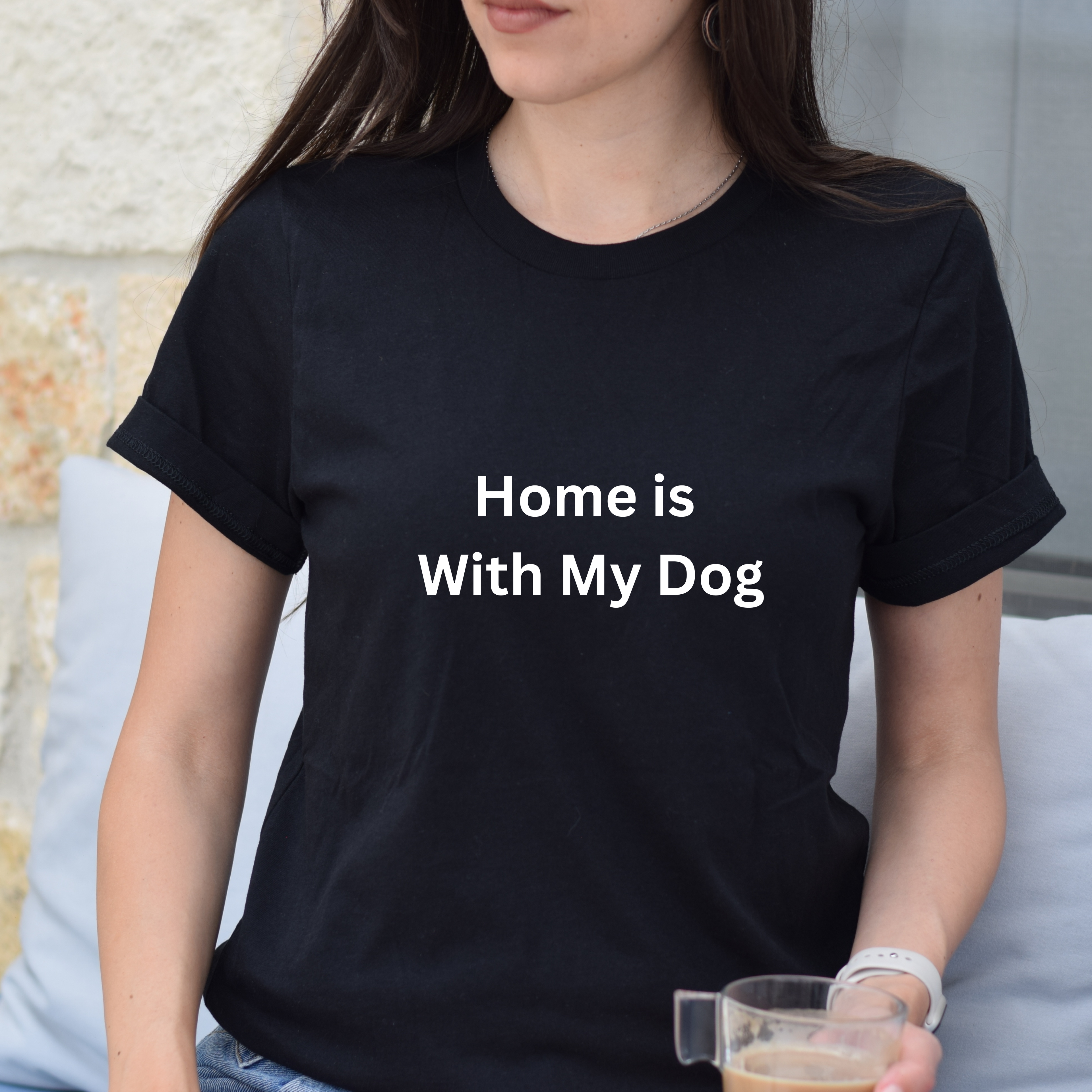 Home is With My Dog Is Home is Where My Dog Is: Unisex White Basic Crew Neck Tee – A Soft Jersey Minimalist Everyday Casual Shirt, Perfect Gender-Neutral Summer Tee and Gift for Him.