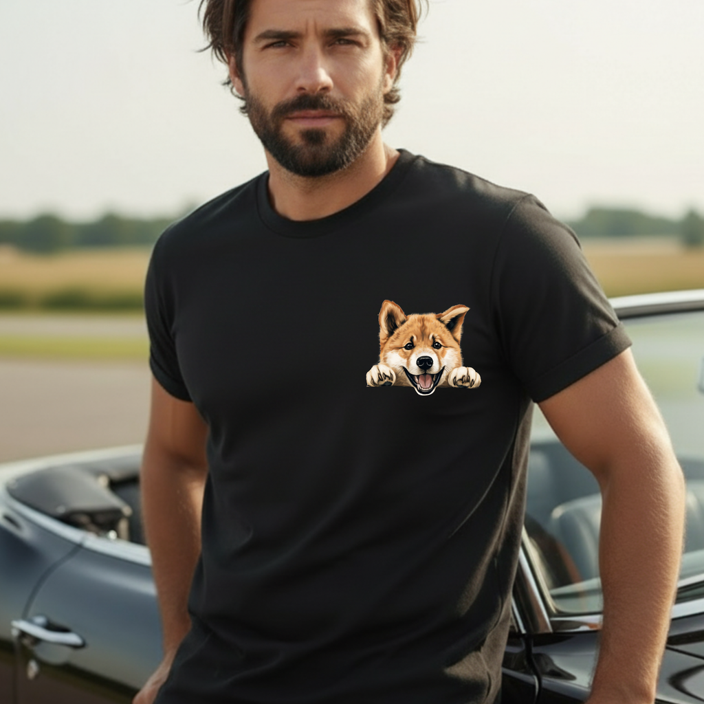 Shiba Inu Peek Pocket Tee – Cute Dog Graphic T-Shirt