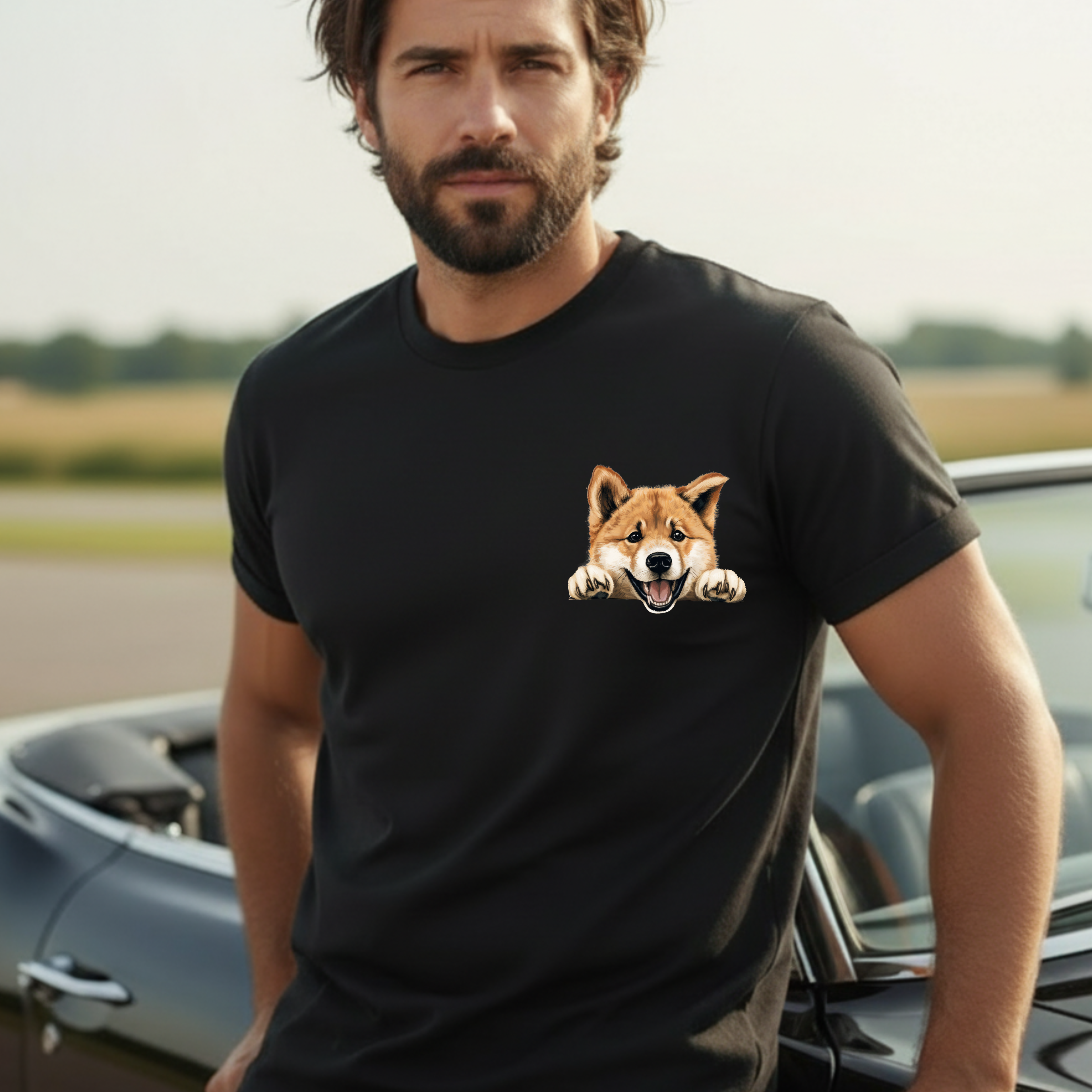 Shiba Inu Peek Pocket Tee – Cute Dog Graphic T-Shirt