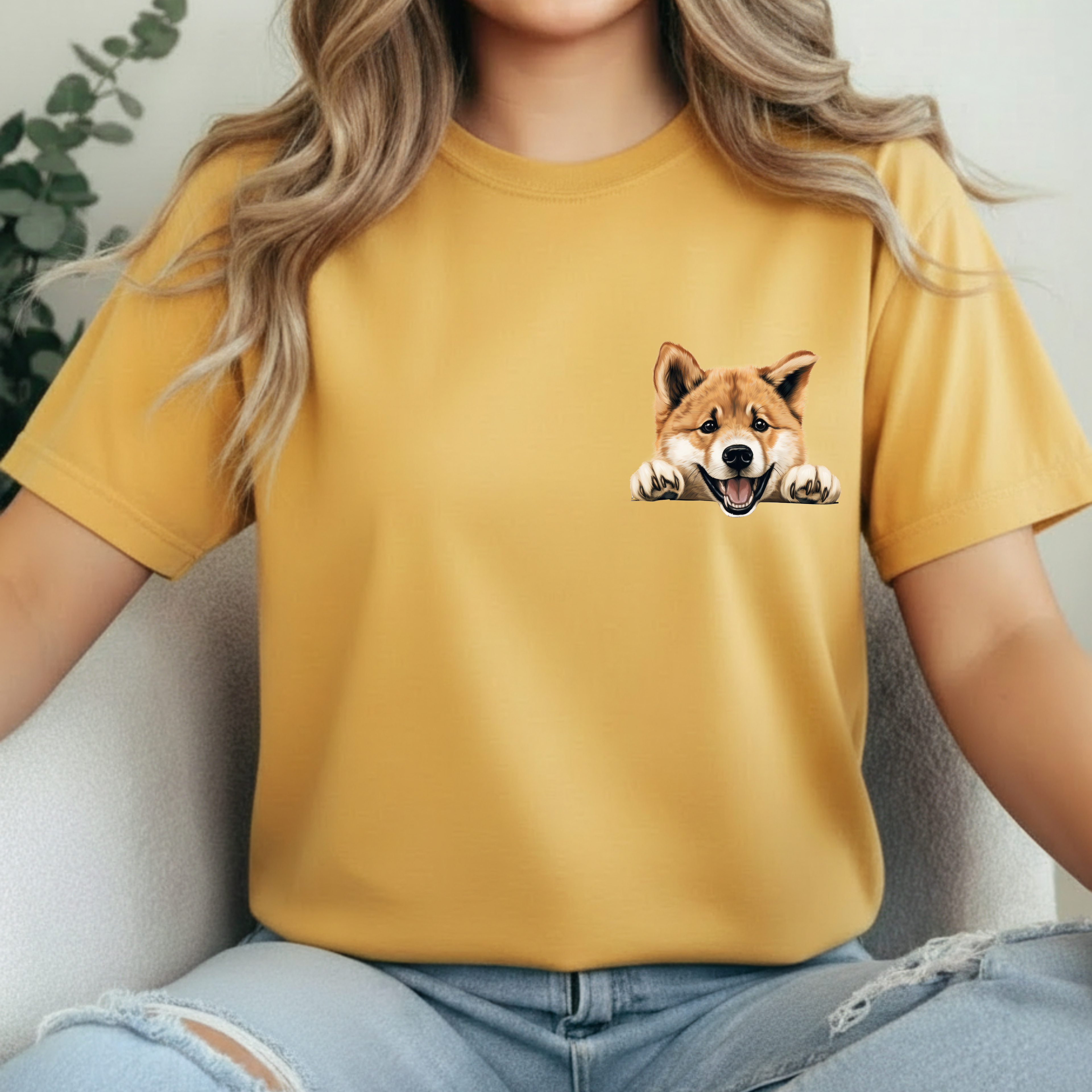 Shiba Inu Peek Pocket Tee – Cute Dog Graphic T-Shirt