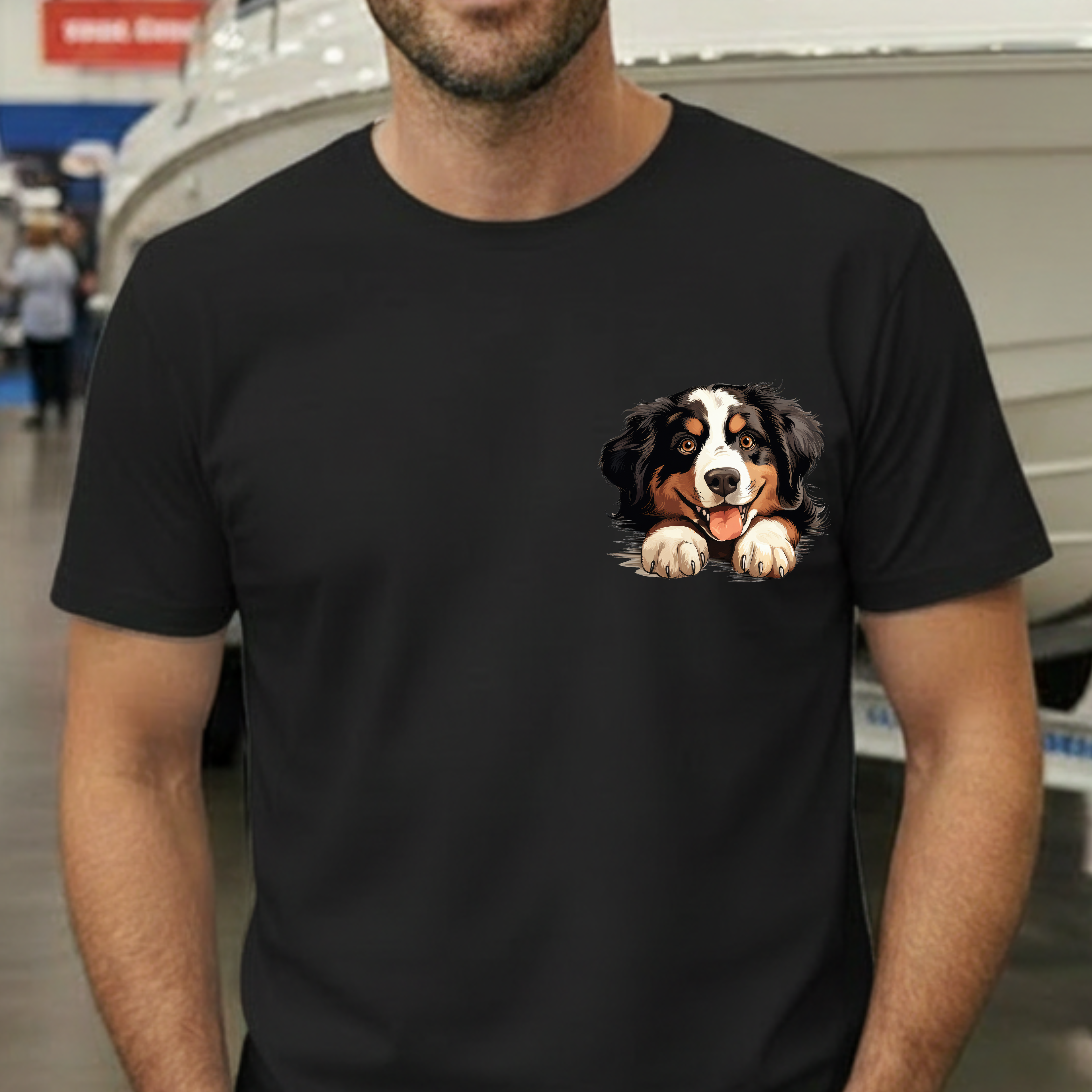 Bernese Mountain Dog Pocket Tee — Cute Puppy Graphic T-Shirt