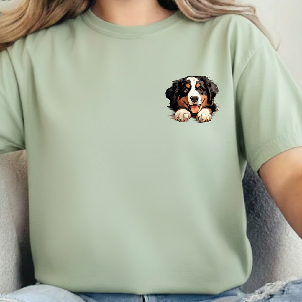 Bernese Mountain Dog Pocket Tee — Cute Puppy Graphic T-Shirt