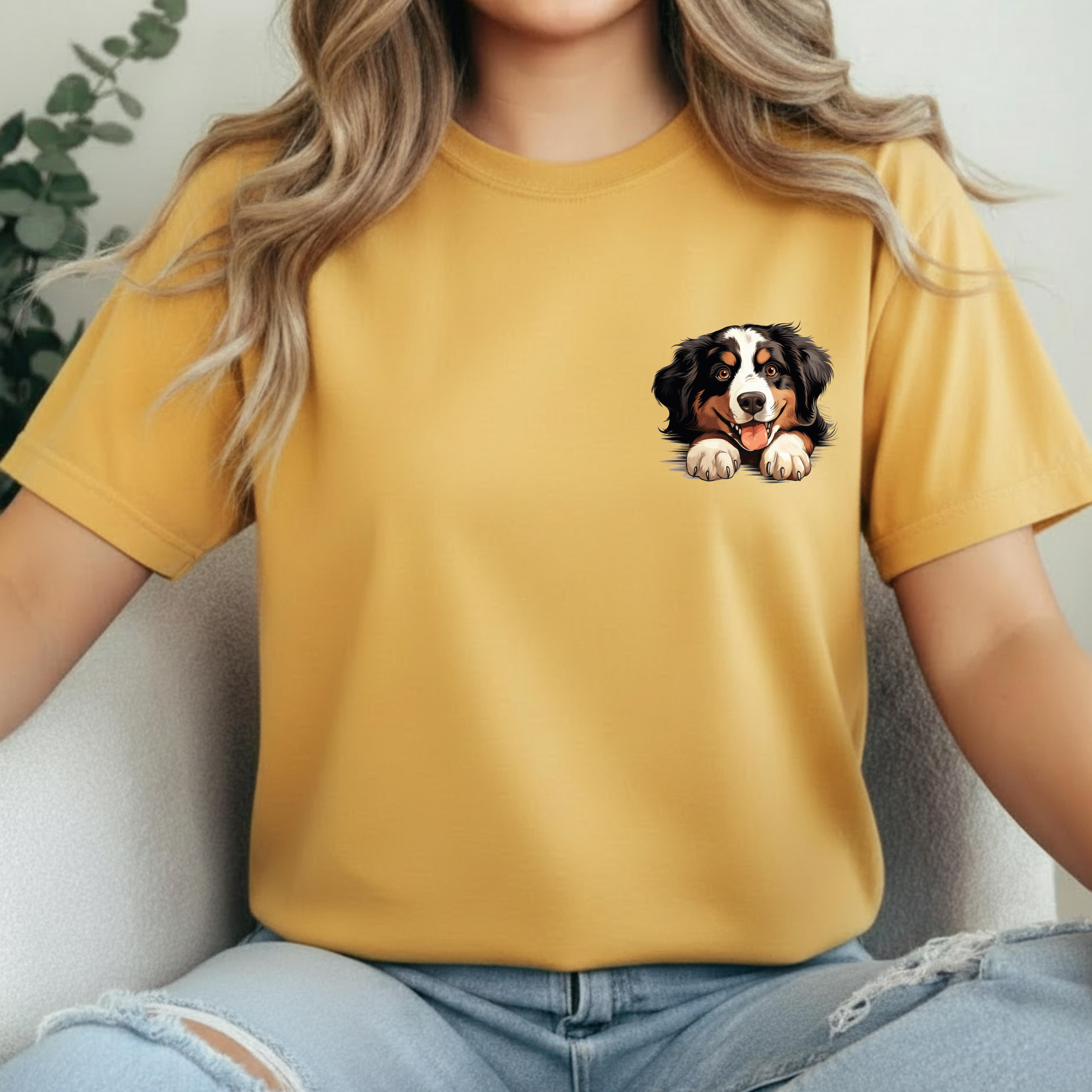 Bernese Mountain Dog Pocket Tee — Cute Puppy Graphic T-Shirt