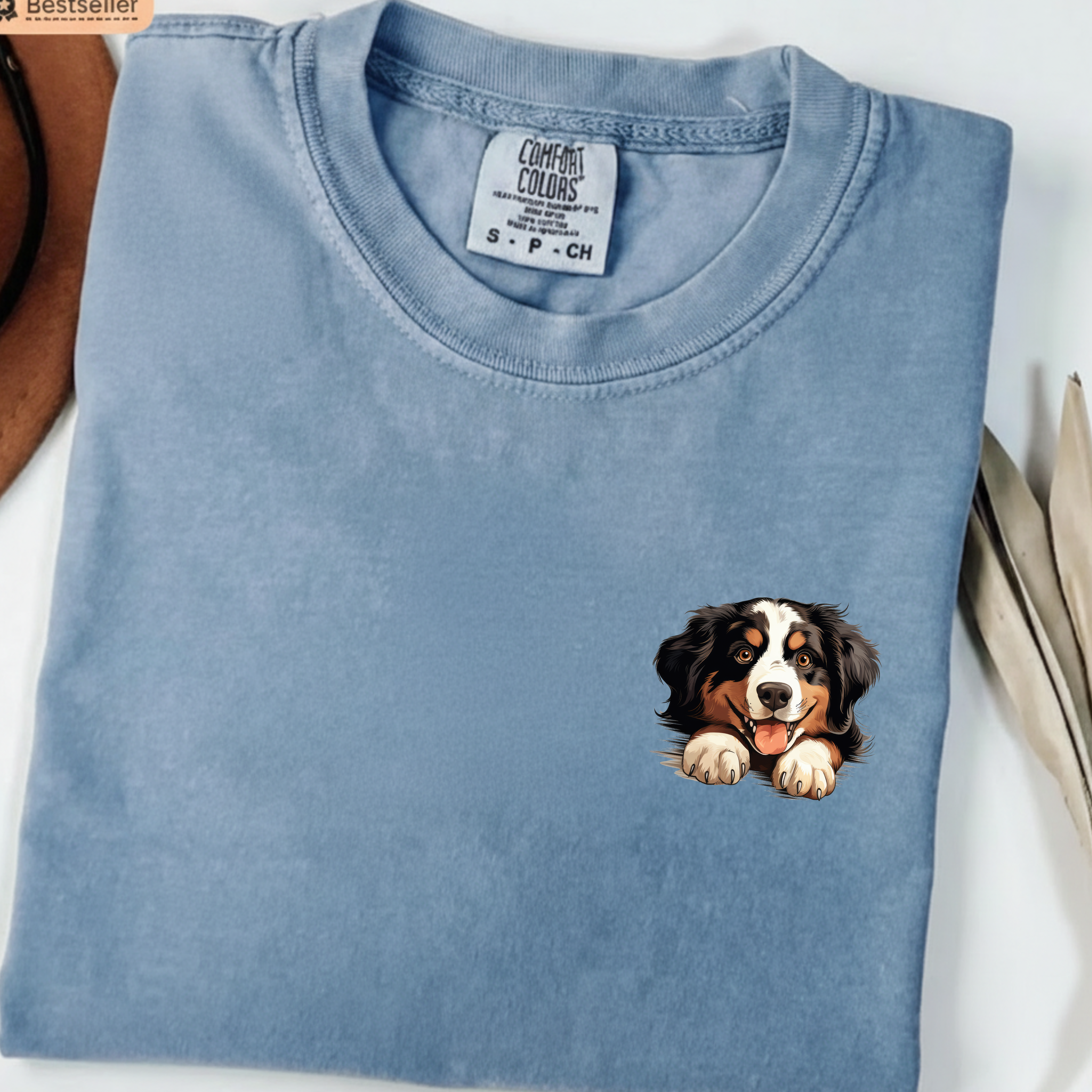 Bernese Mountain Dog Pocket Tee — Cute Puppy Graphic T-Shirt