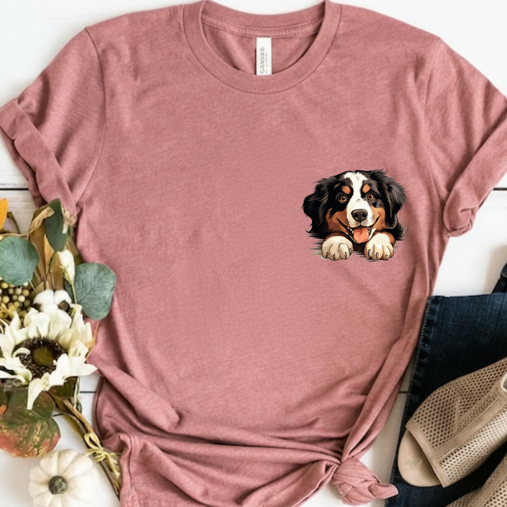 Bernese Mountain Dog Pocket Tee — Cute Puppy Graphic T-Shirt