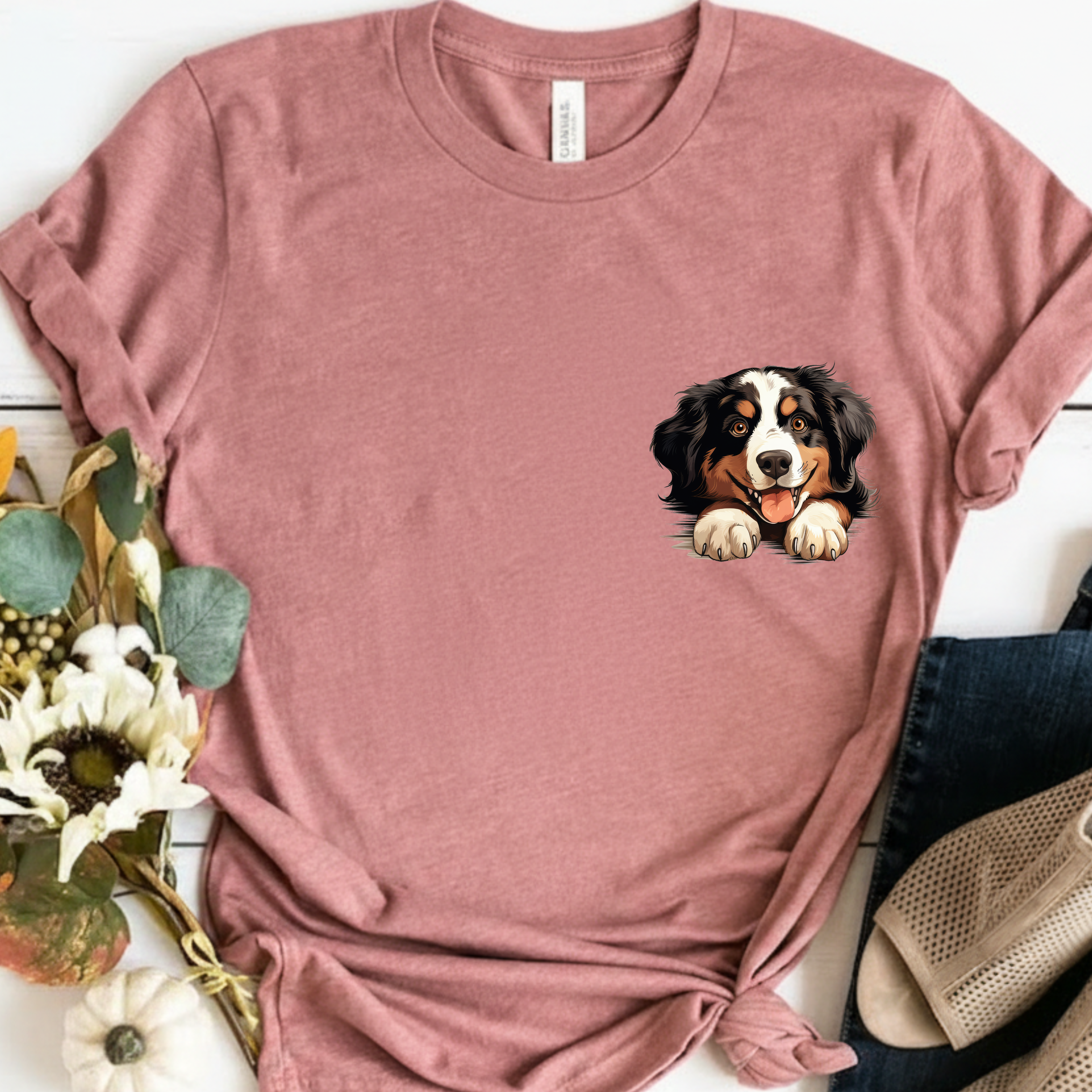 Bernese Mountain Dog Pocket Tee — Cute Puppy Graphic T-Shirt