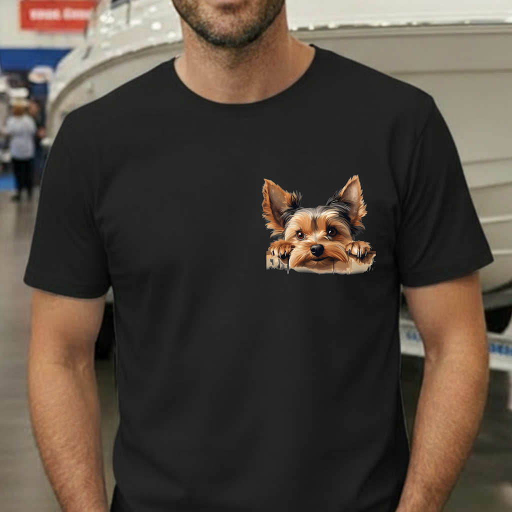 Yorkie Peeking T-Shirt — Cute Yorkshire Terrier Graphic Tee