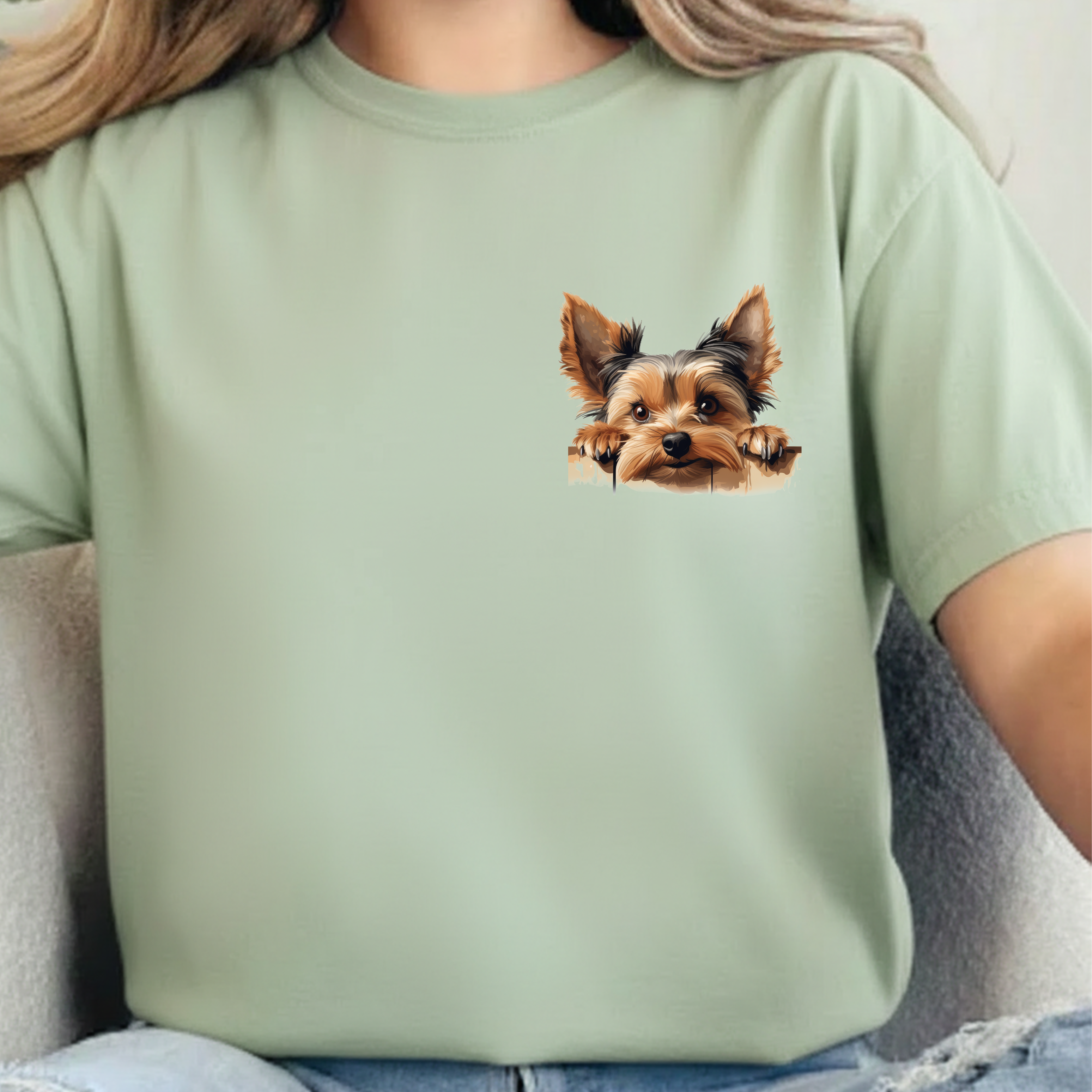Yorkie Peeking T-Shirt — Cute Yorkshire Terrier Graphic Tee
