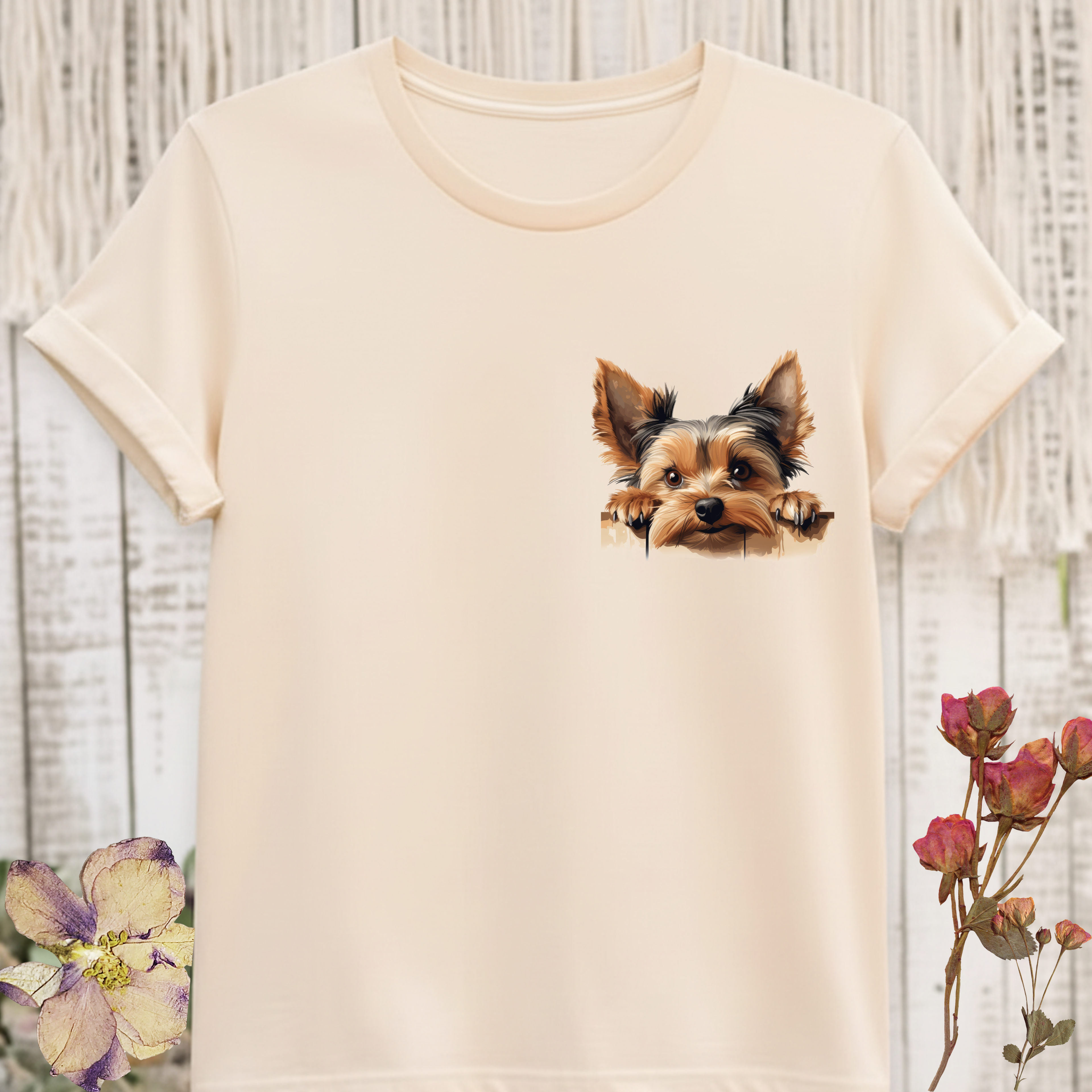 Yorkie Peeking T-Shirt — Cute Yorkshire Terrier Graphic Tee