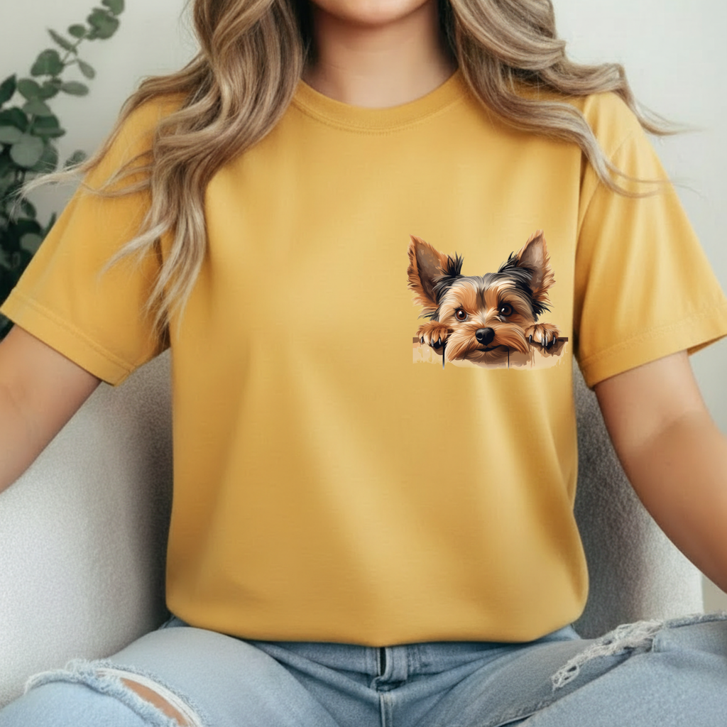 Yorkie Peeking T-Shirt — Cute Yorkshire Terrier Graphic Tee