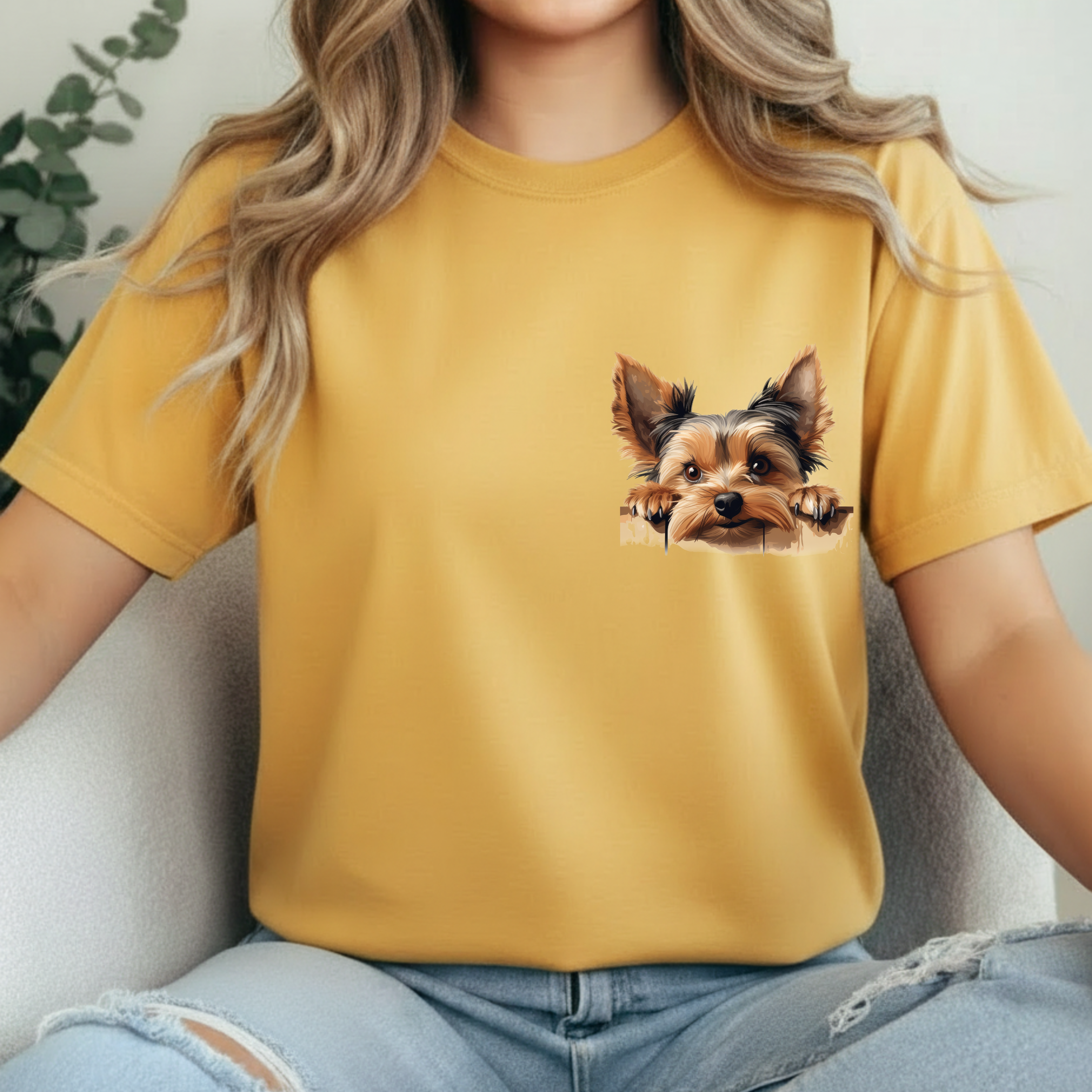 Yorkie Peeking T-Shirt — Cute Yorkshire Terrier Graphic Tee